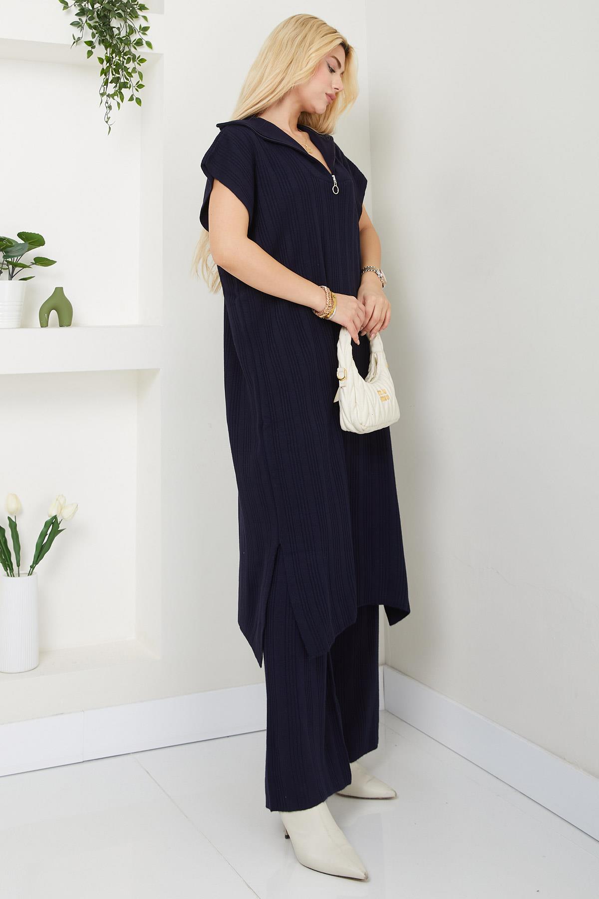 Pantolonlu Triko Takım Lacivert SS2585