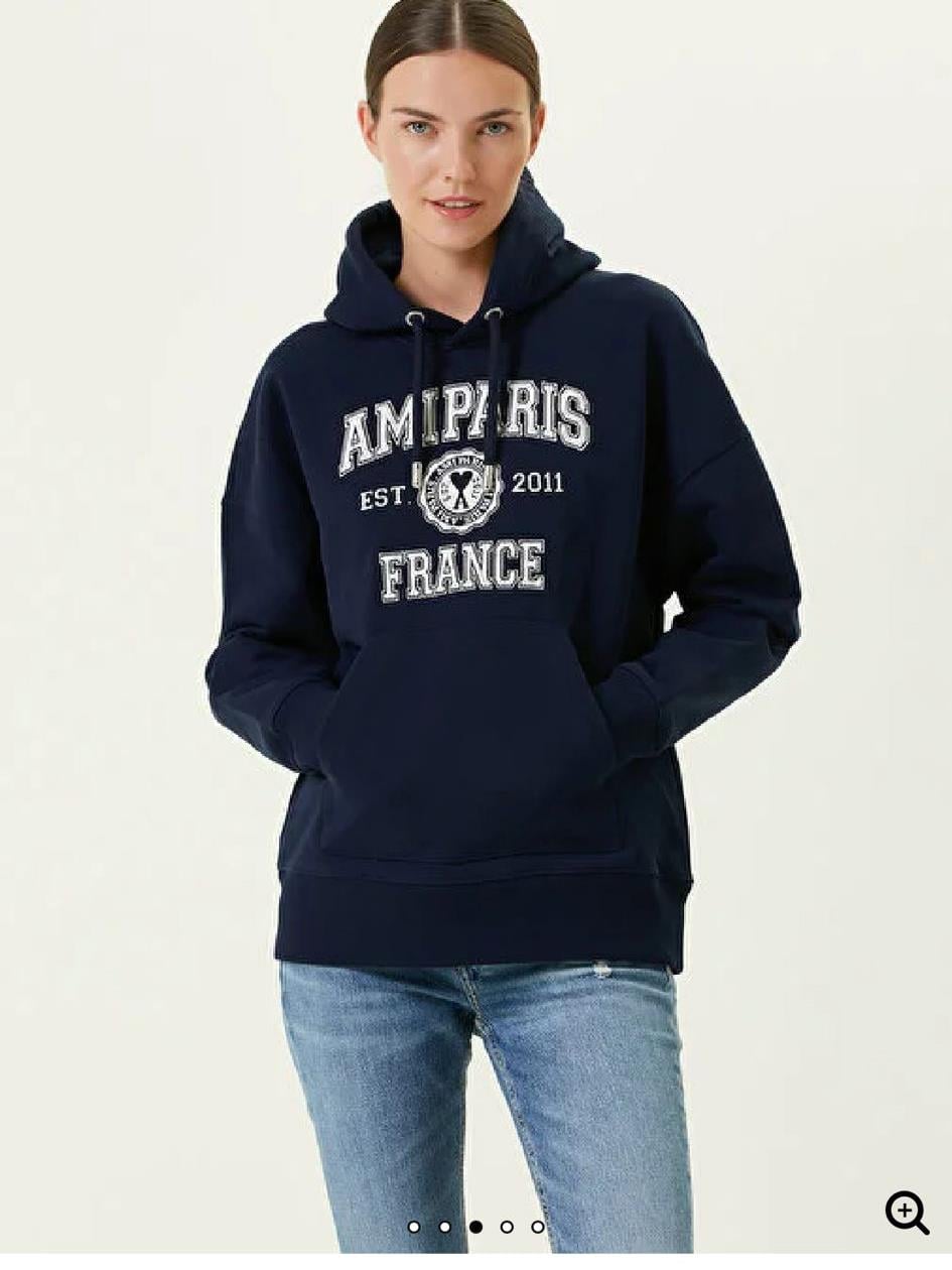 Ami Paris Lacivert Kapişonlu Sweatshirt