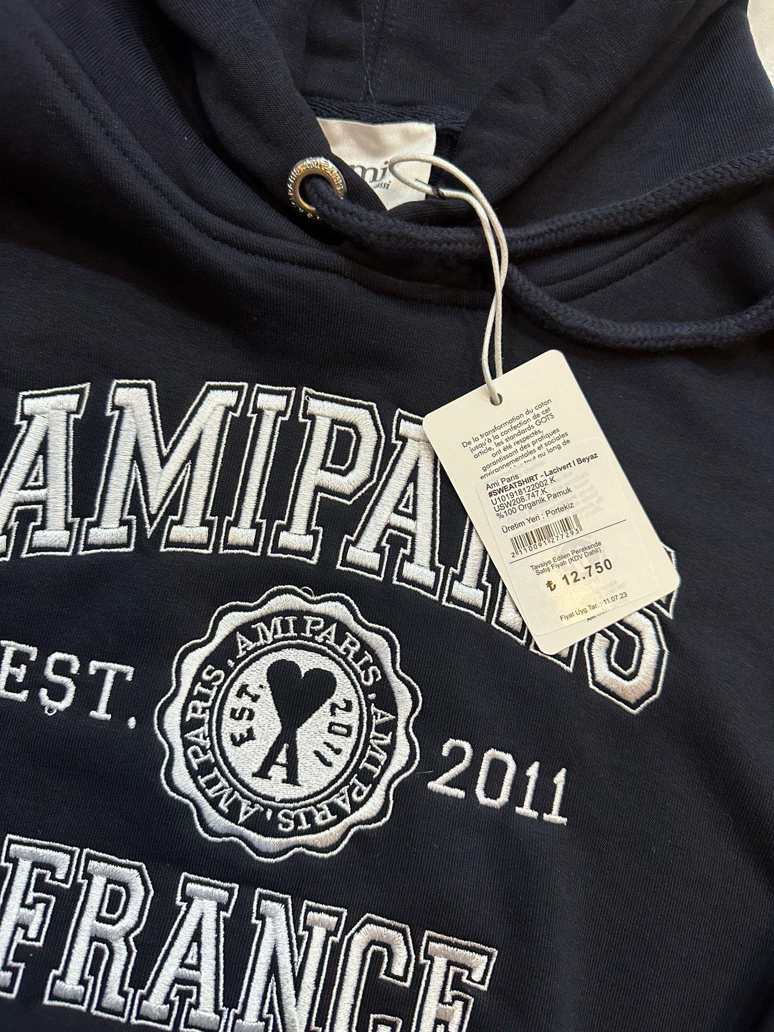 Ami Paris Lacivert Kapişonlu Sweatshirt