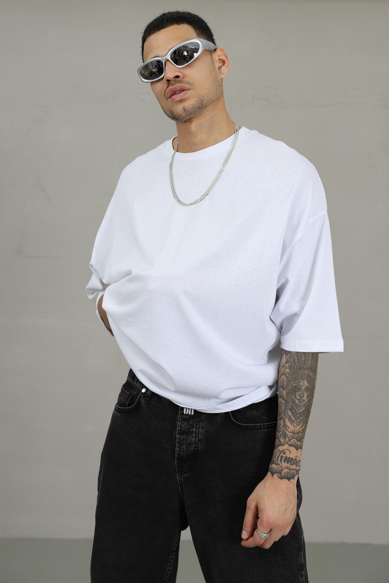 Erkek Beyaz Basic Tişört