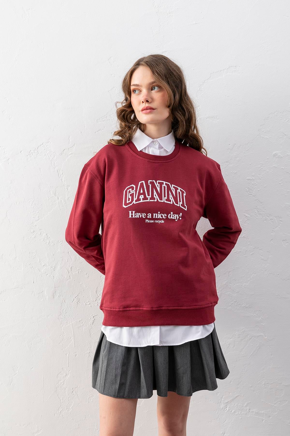 Gannı kırmızı Sweatshirt