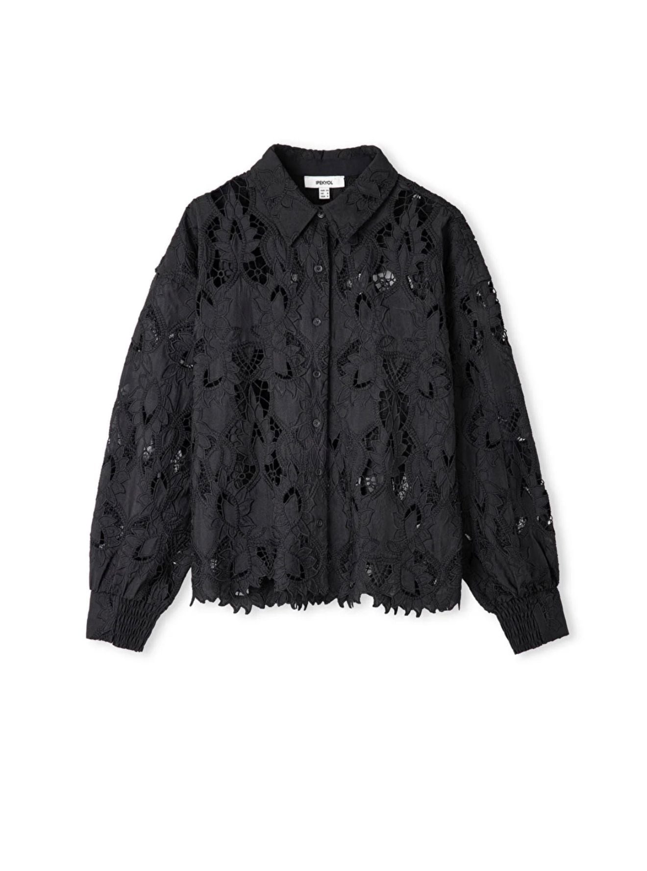 İPKYL Siyah Güpürlü Gömlek