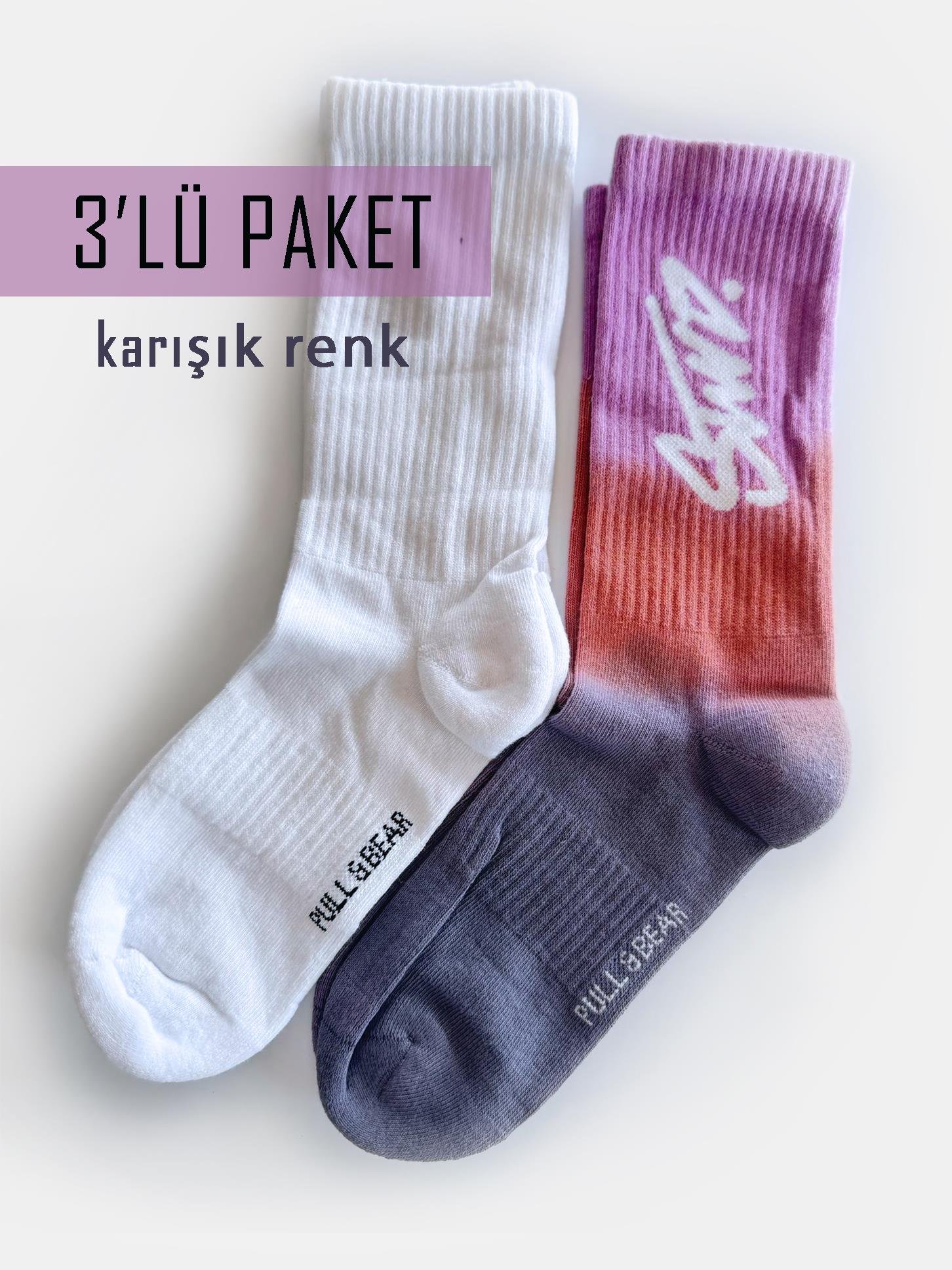 PBear 3'lü Set Spor Havlu Çorap Karışık Renk