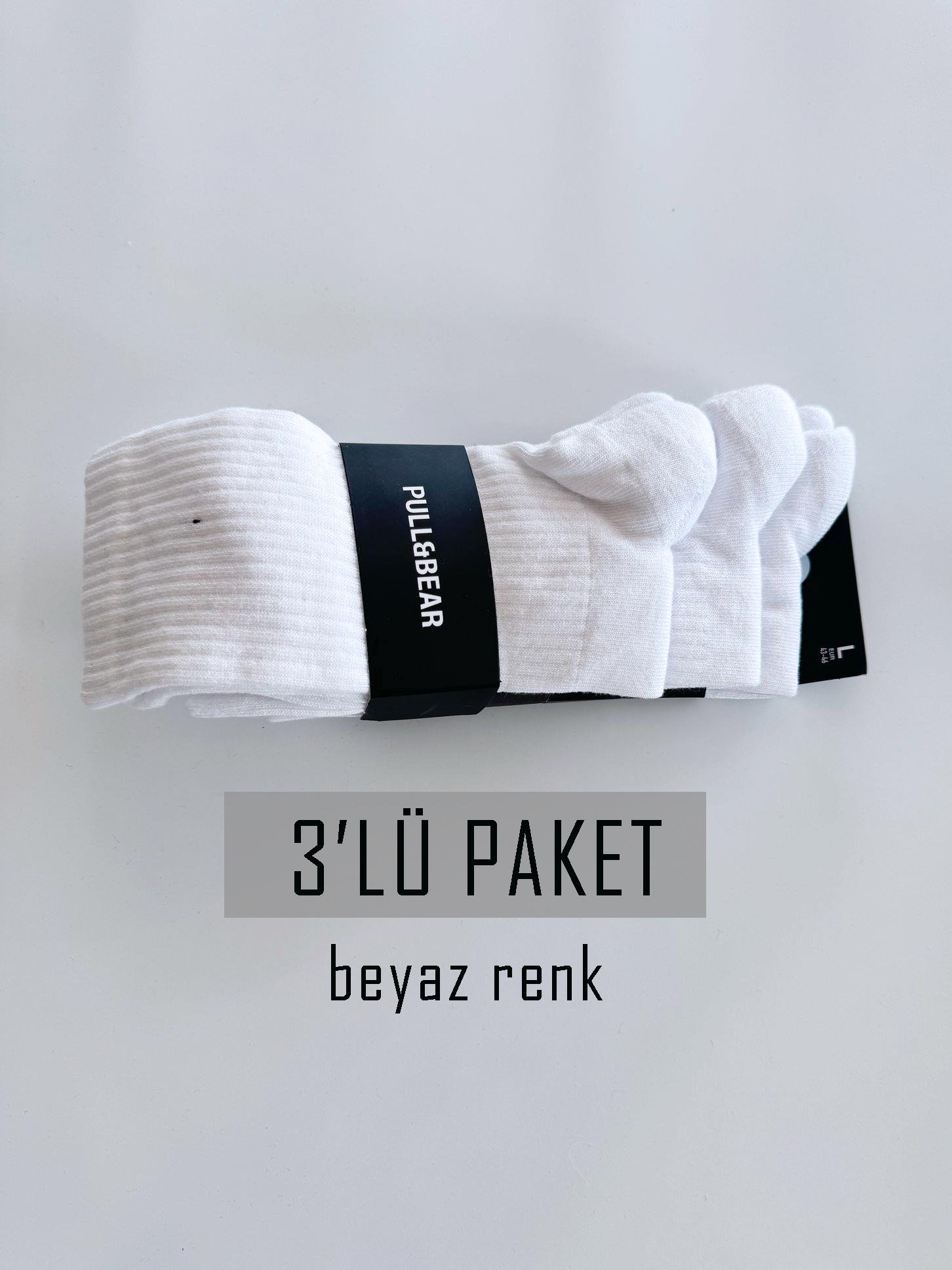 PBear Beyaz 3'lü Set Spor Havlu Çorap