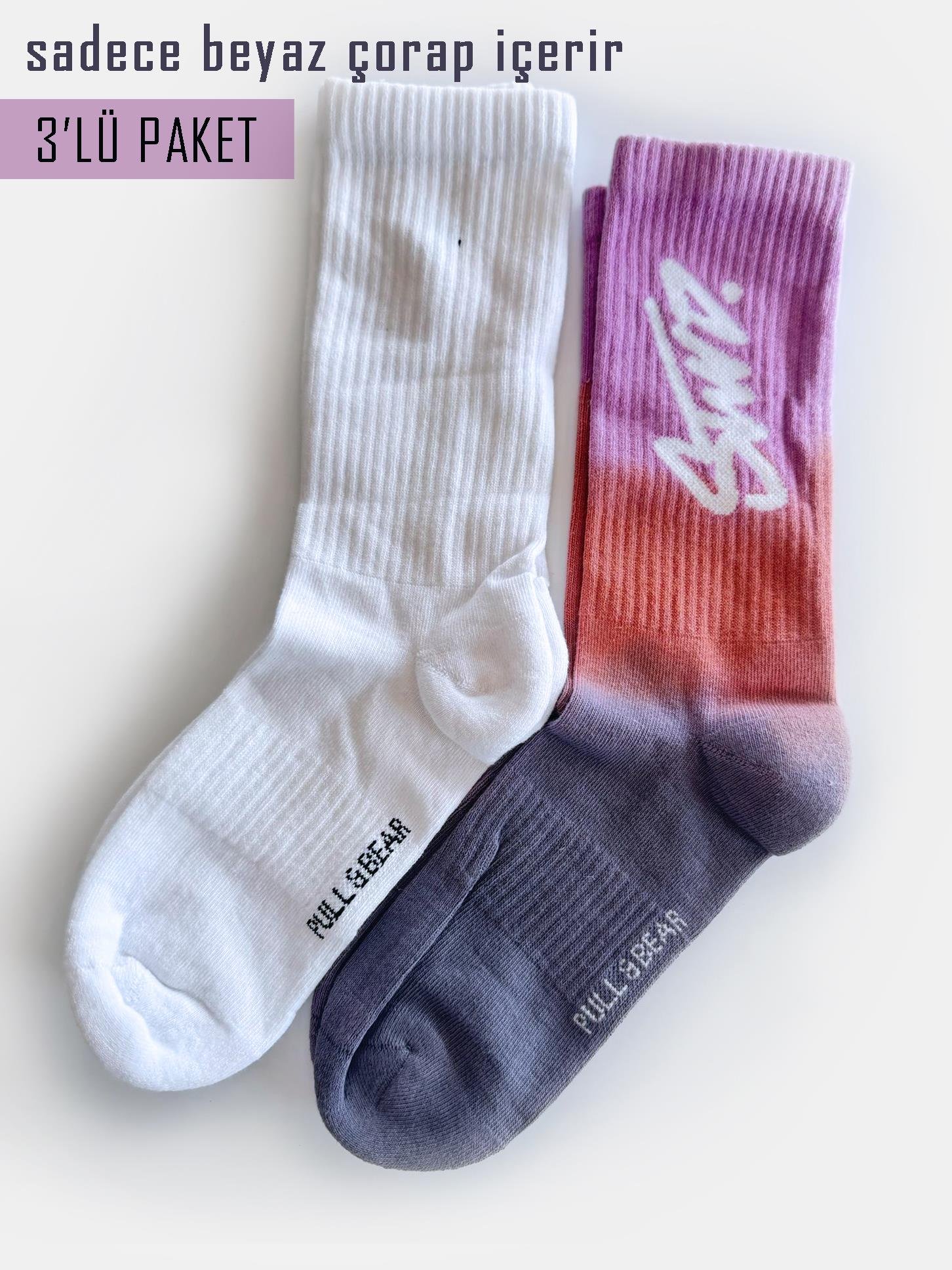 PBear Beyaz 3'lü Set Spor Havlu Çorap