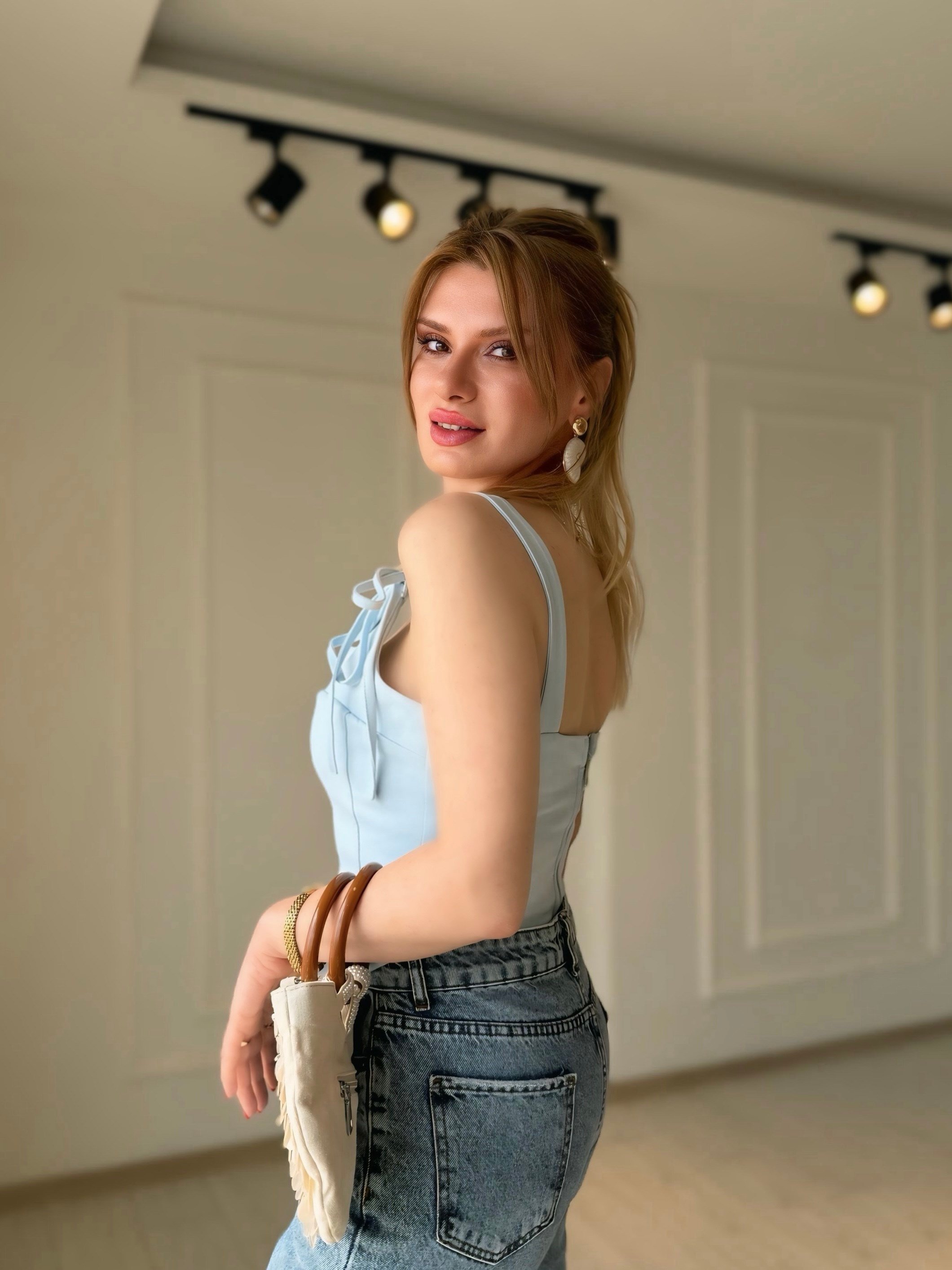 BluzBebe Mavisi Atlas Korse Bluz