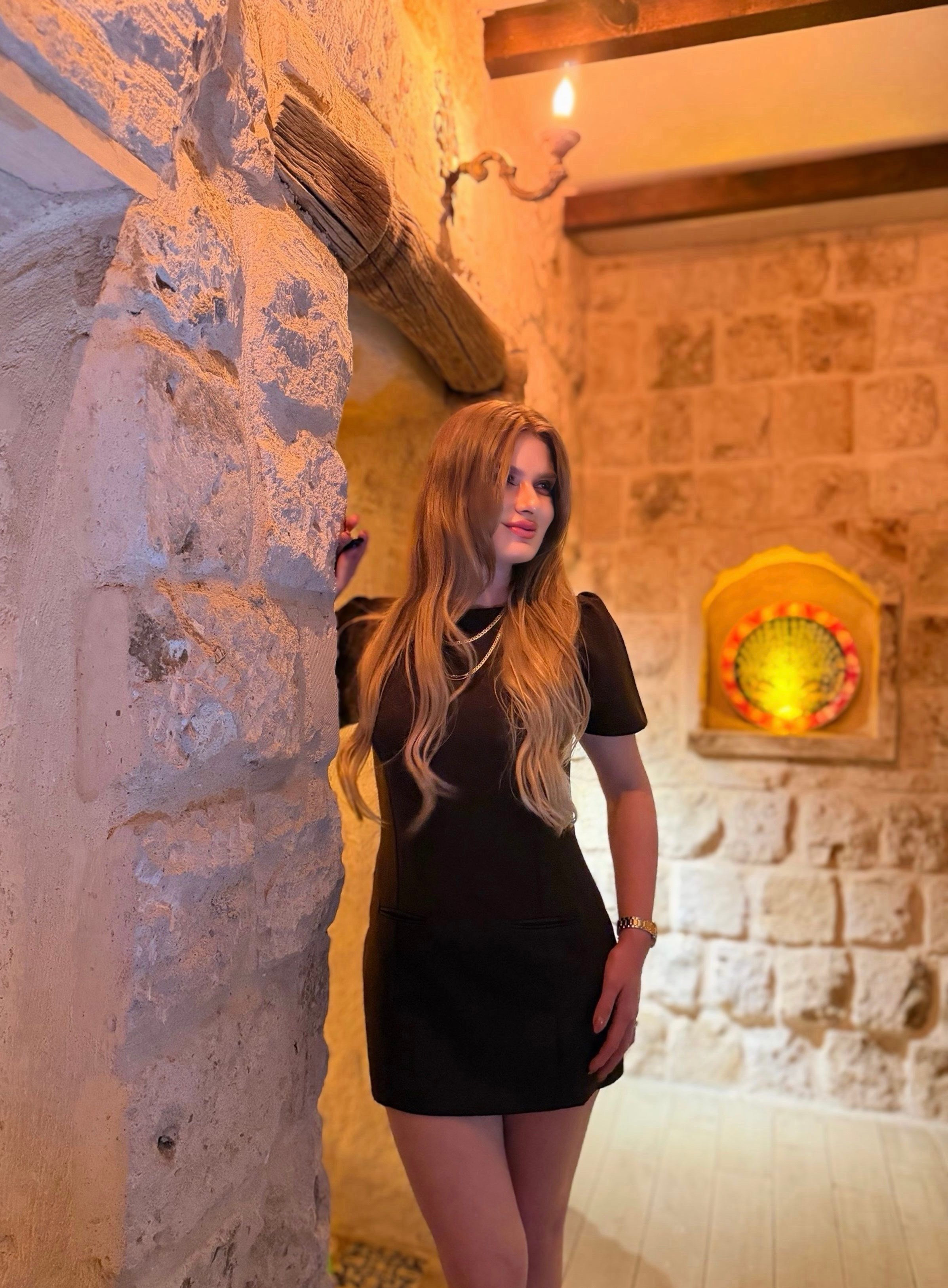 ELBİSEAcı Kahve Karpuz Kol Süs Cepli Elbise