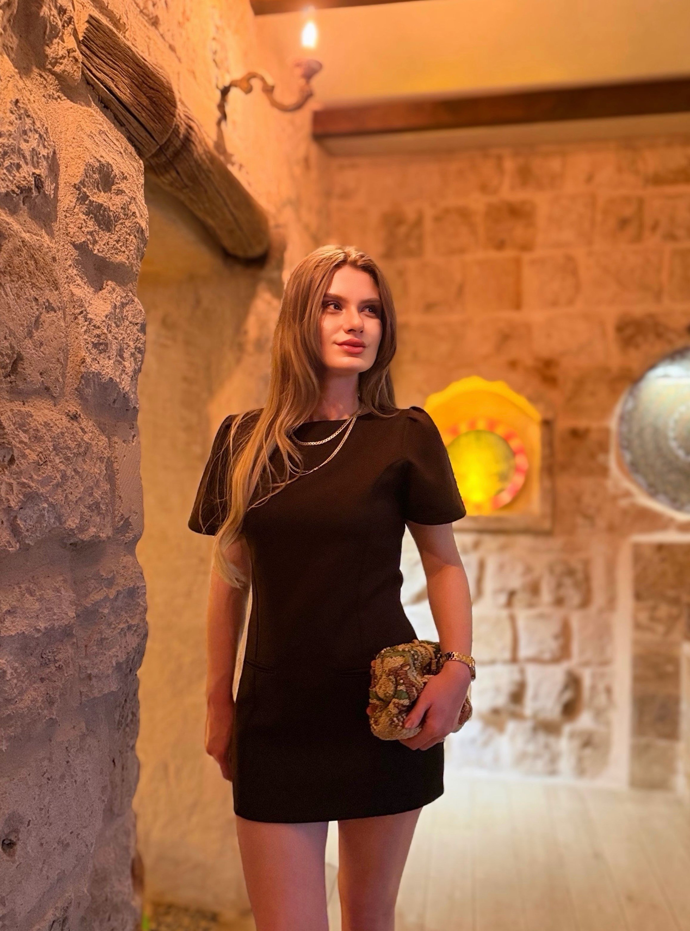 ELBİSEAcı Kahve Karpuz Kol Süs Cepli Elbise