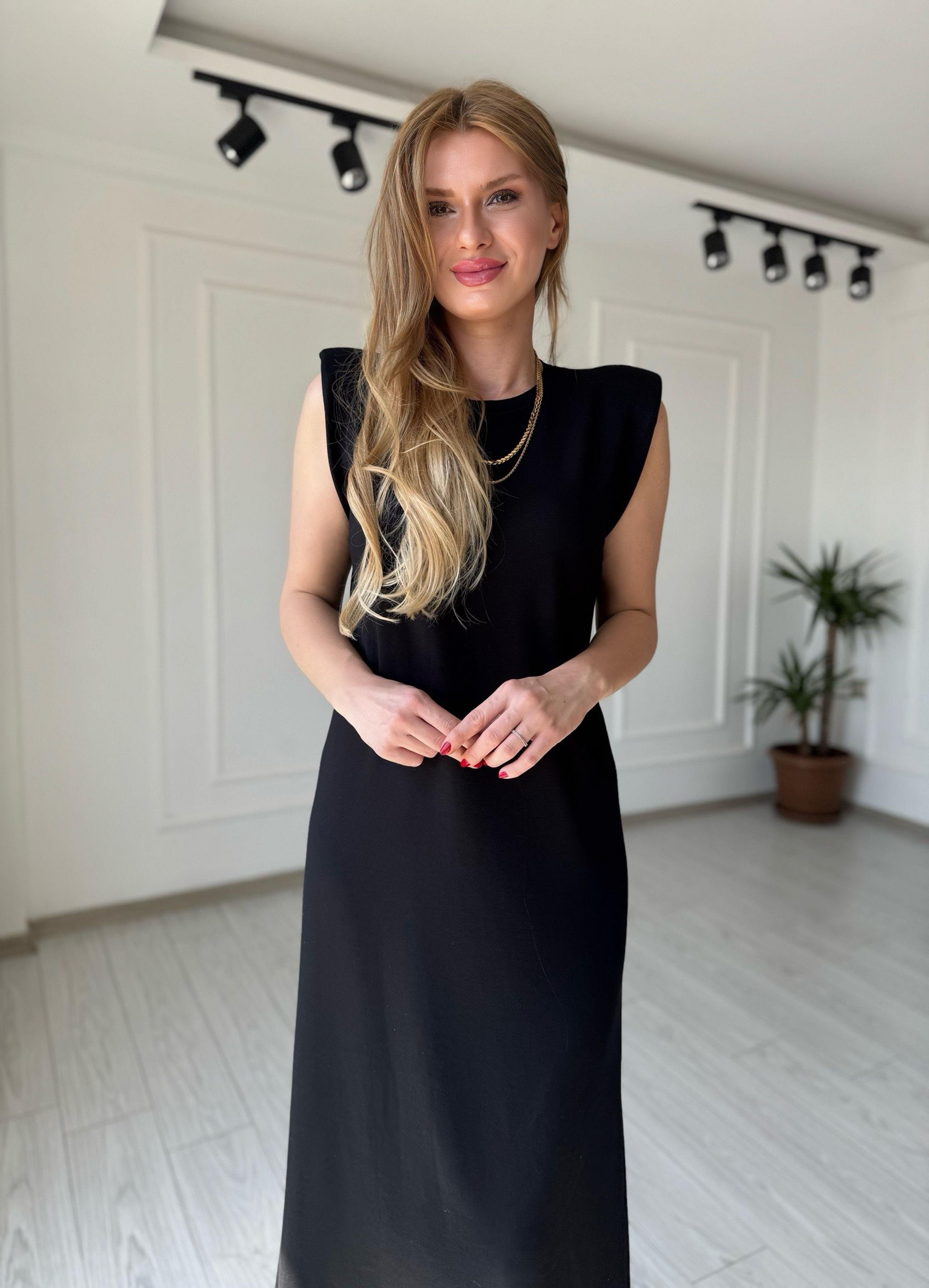 ELBİSEAlina Modal Kumaş Vatkalı Maxi Basic Elbise - Siyah