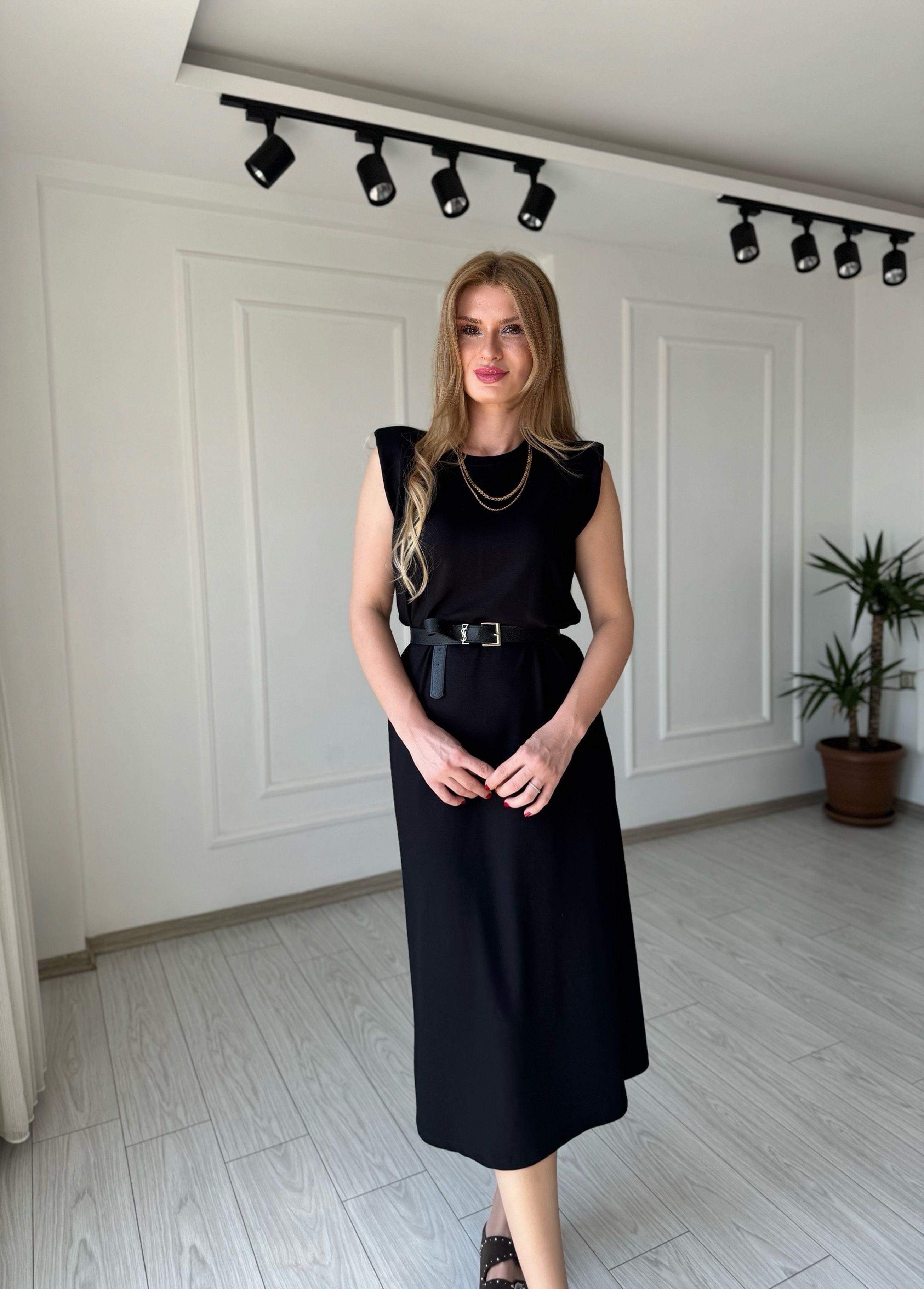 ELBİSEAlina Modal Kumaş Vatkalı Maxi Basic Elbise - Siyah