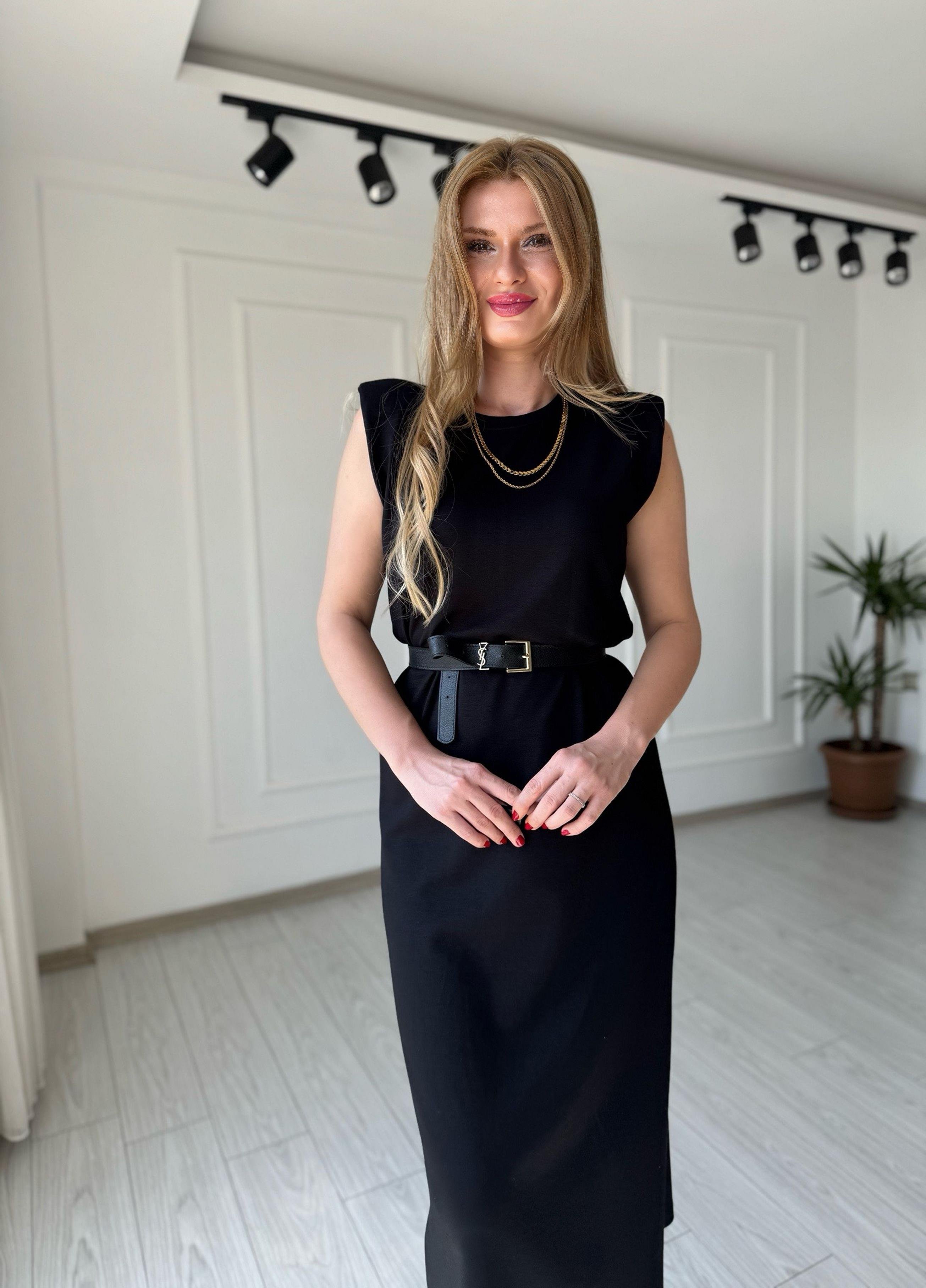 ELBİSEAlina Modal Kumaş Vatkalı Maxi Basic Elbise - Siyah