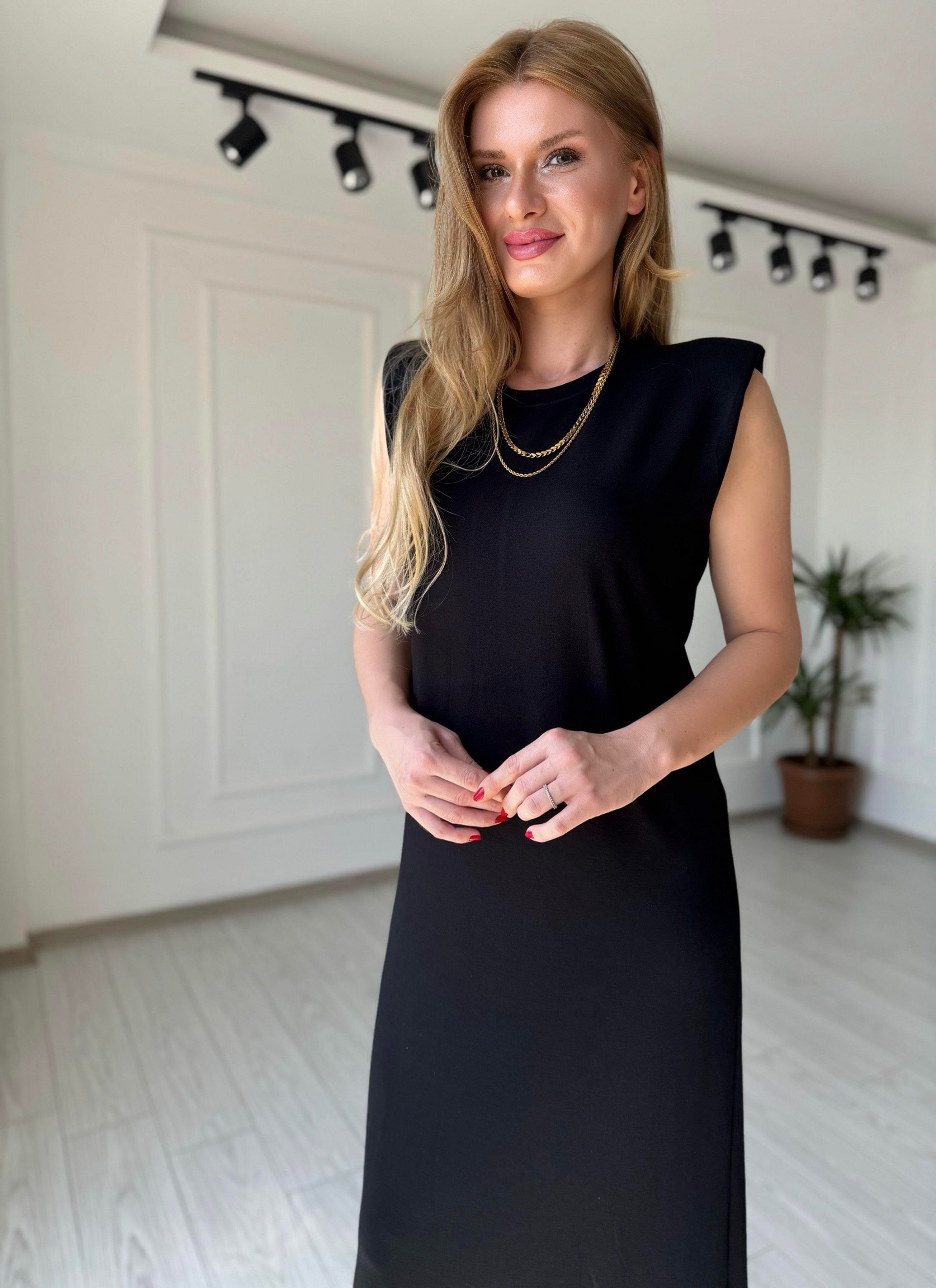 ELBİSEAlina Modal Kumaş Vatkalı Maxi Basic Elbise - Siyah