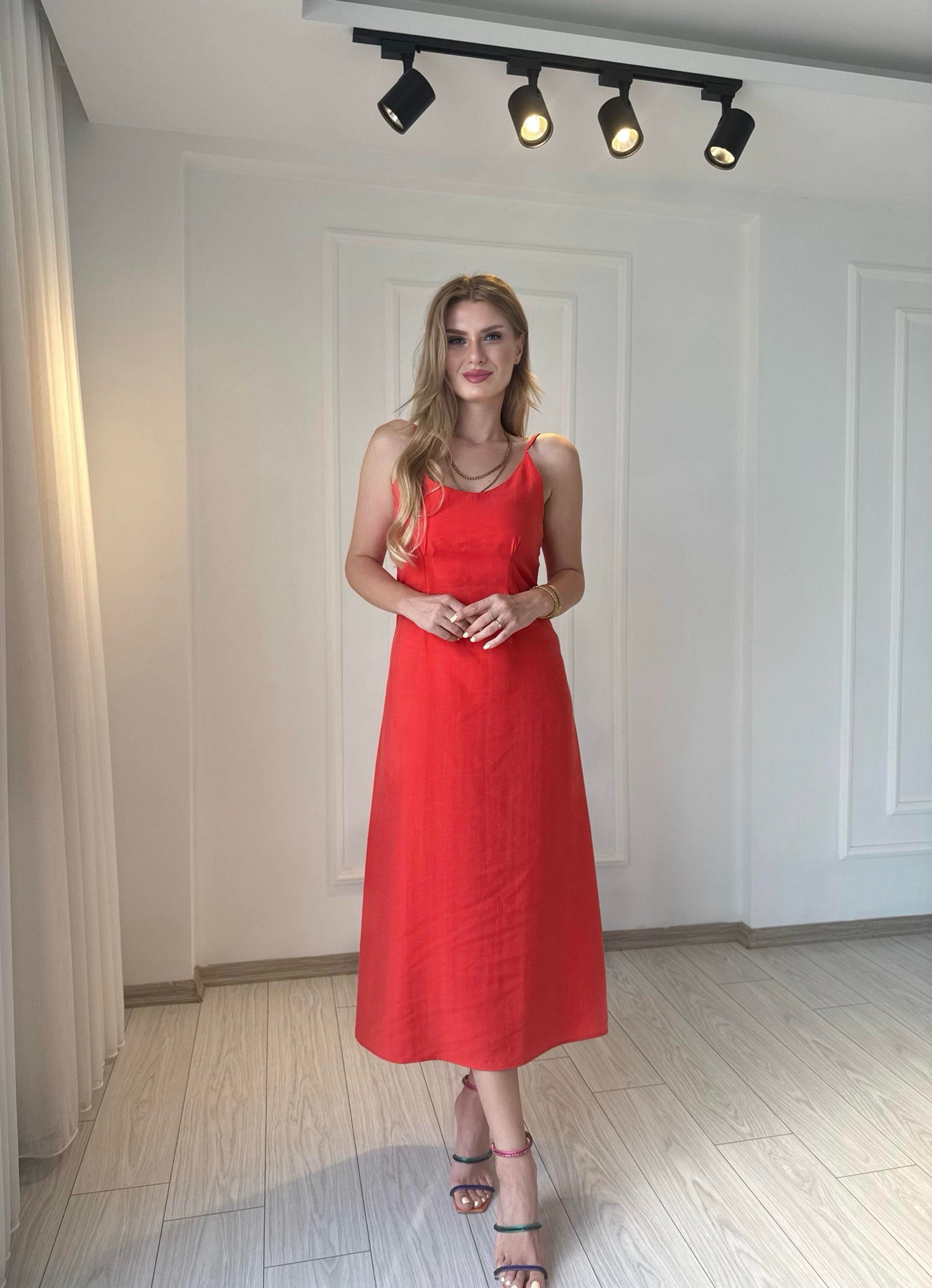 ELBİSEPremium Gömlek Elbise İkili Takım - Nar Çiçeği