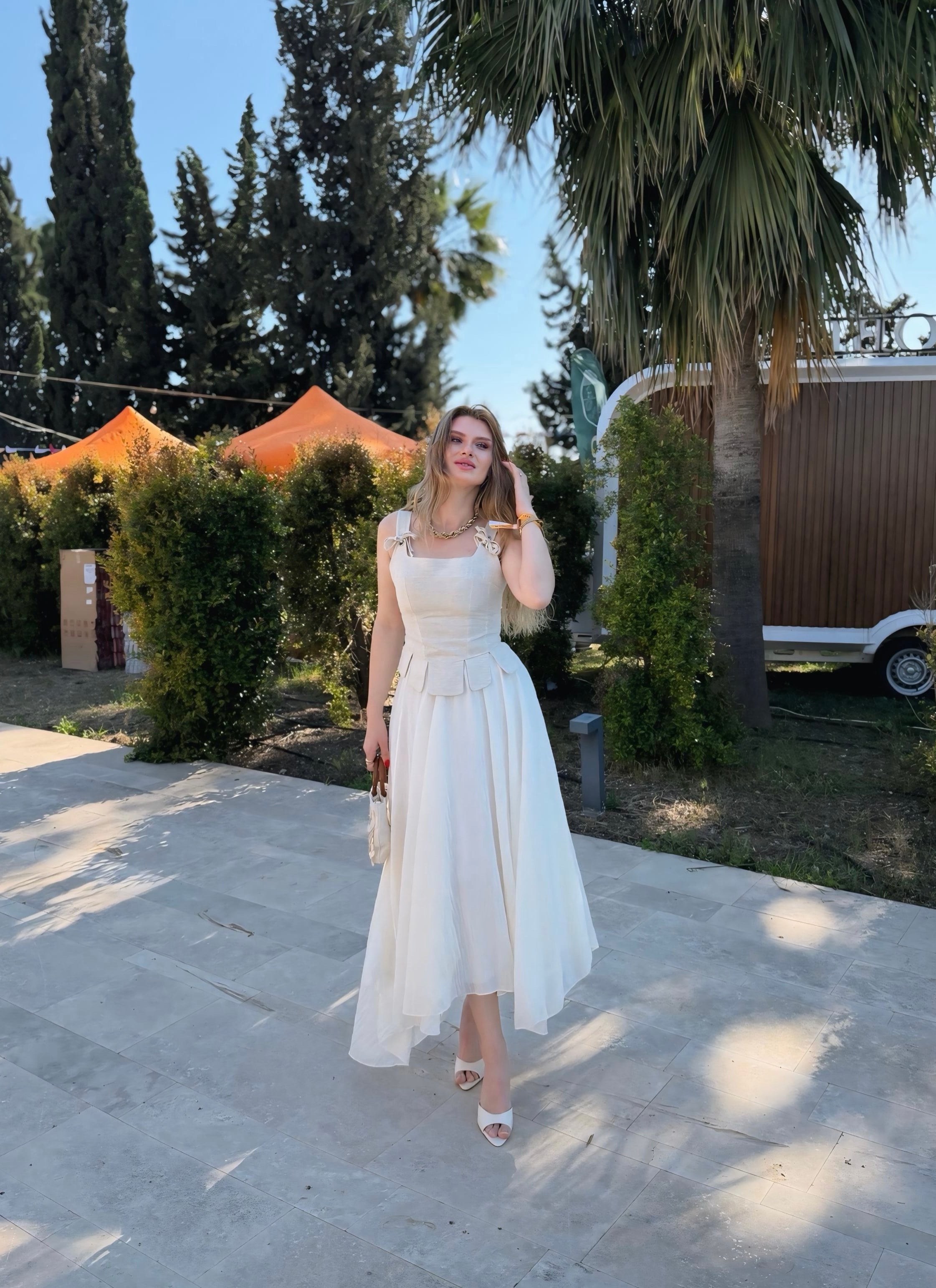 EtekEkru Bohem Krinkıl Dokulu Midi Etek