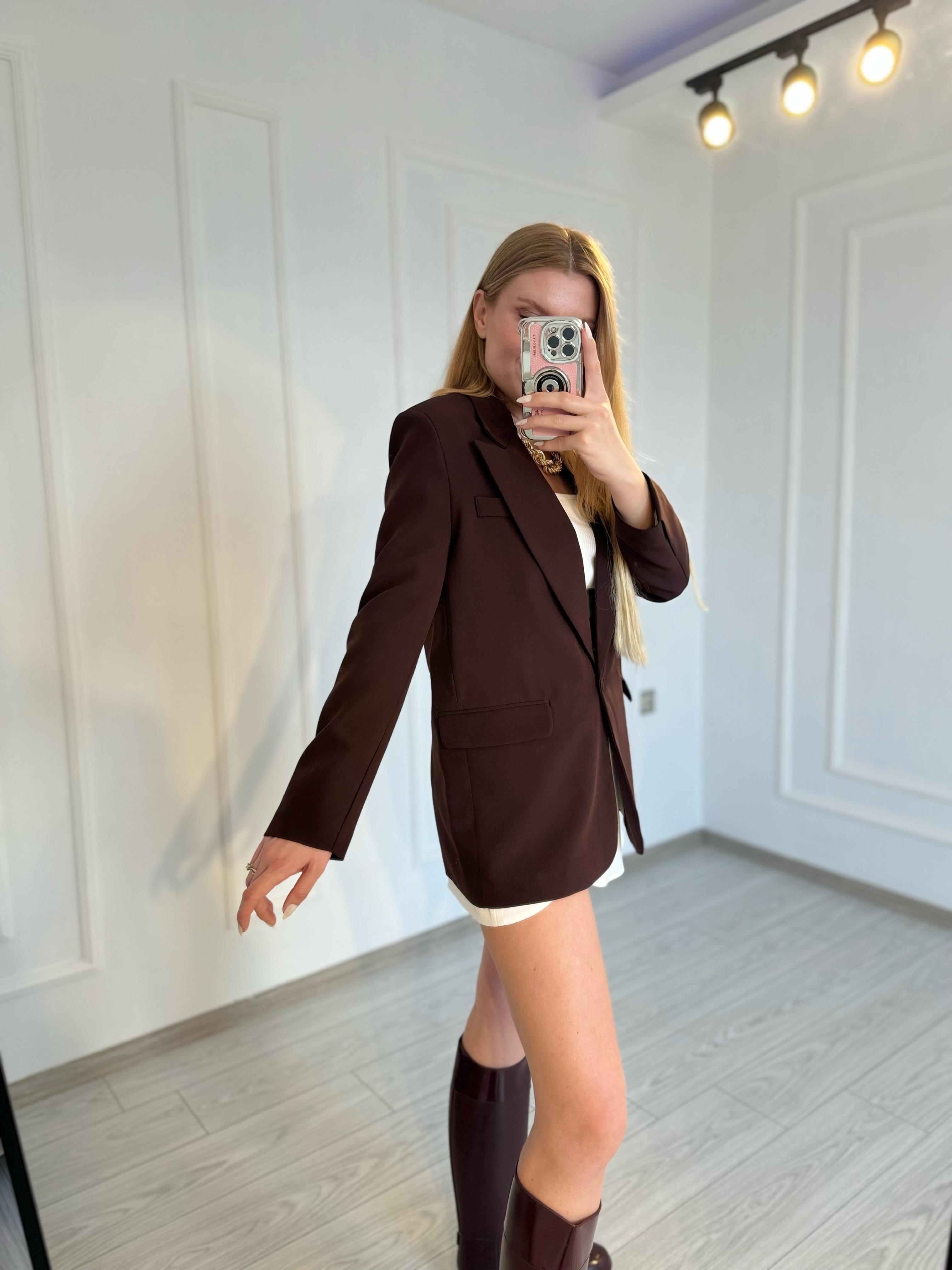 Oversize Blazer Ceket - Bordo&KahveBlazerAura