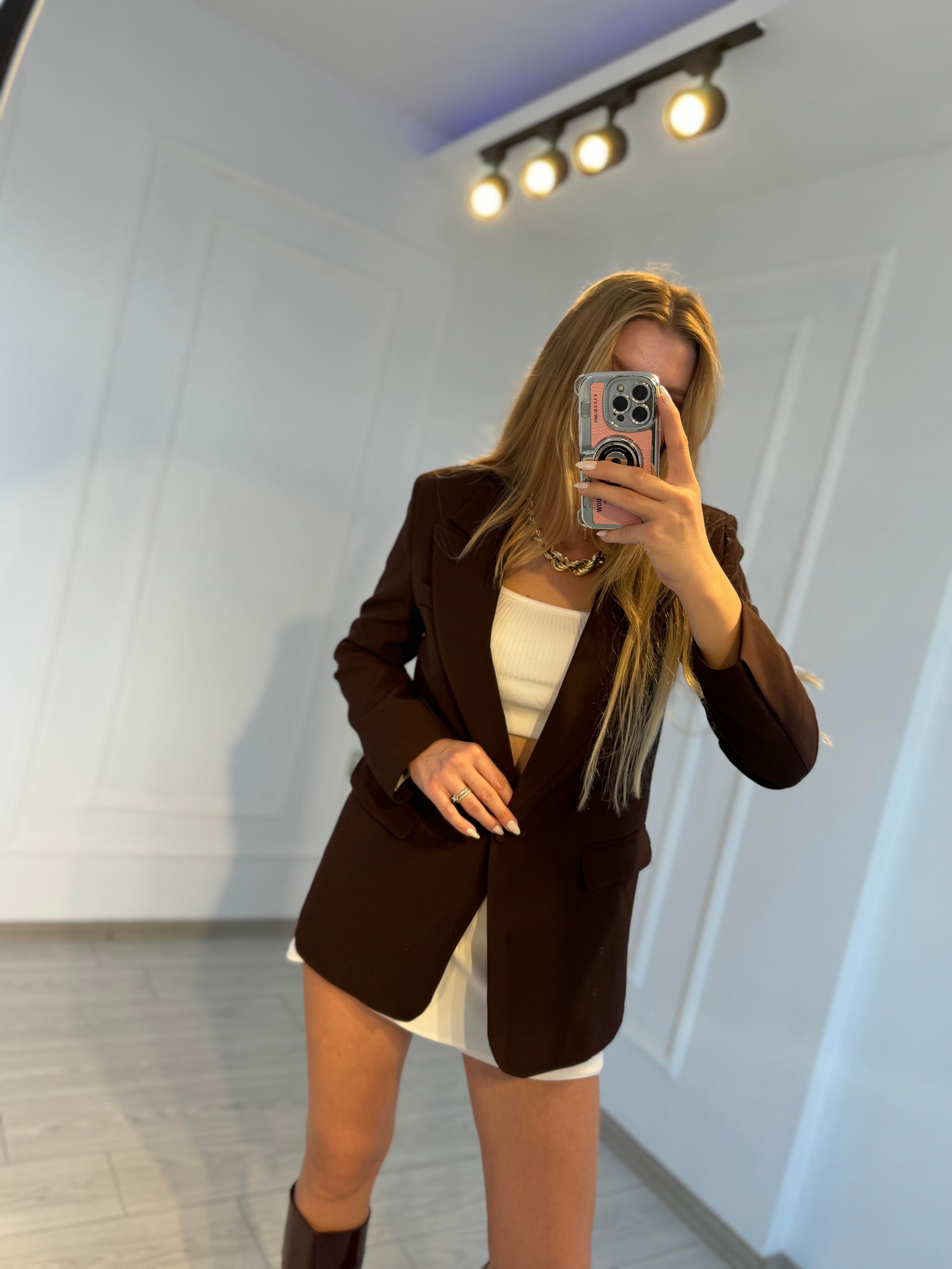Oversize Blazer Ceket - Bordo&KahveBlazerAura