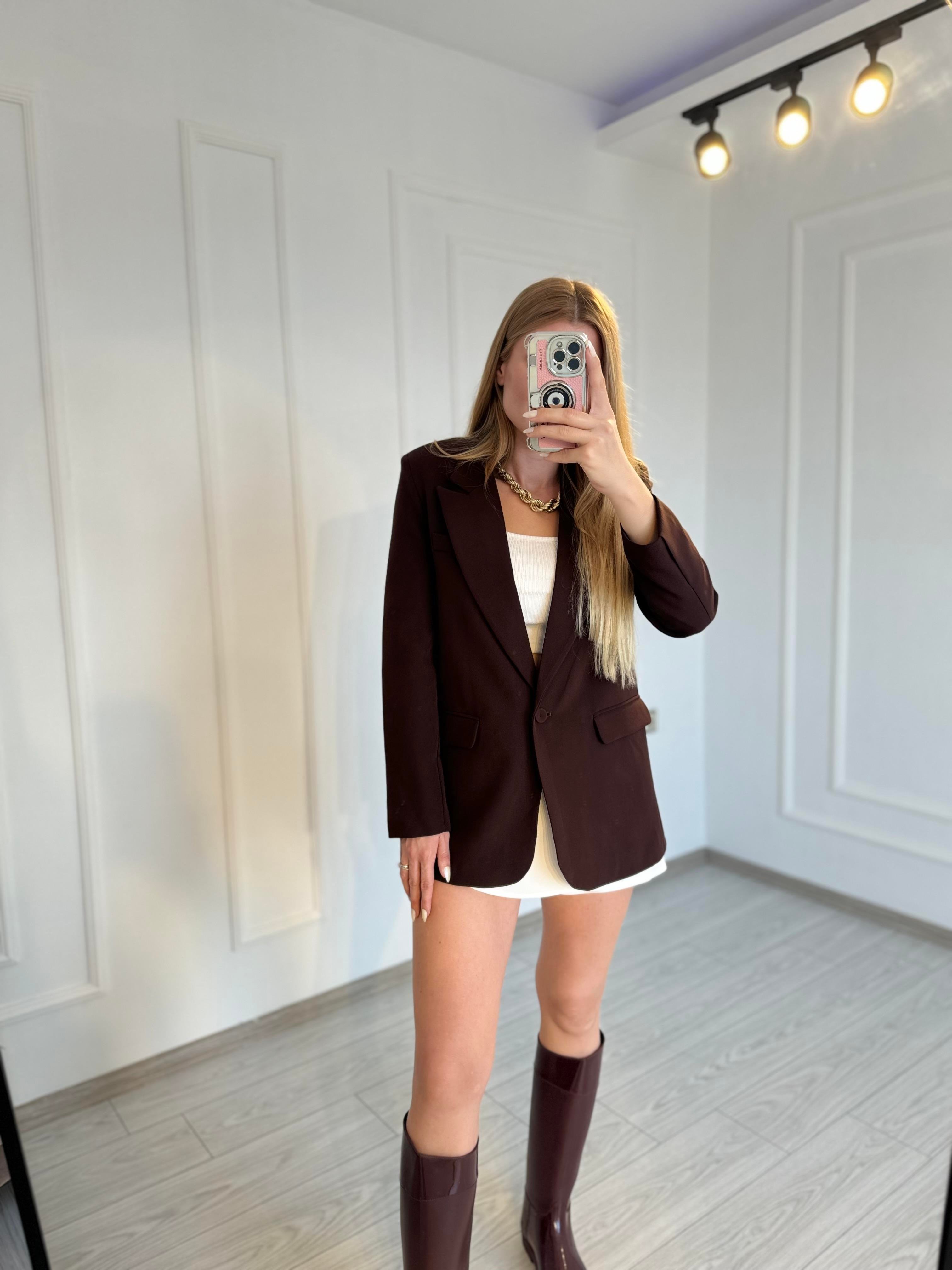 Oversize Blazer Ceket - Bordo&KahveBlazerAura