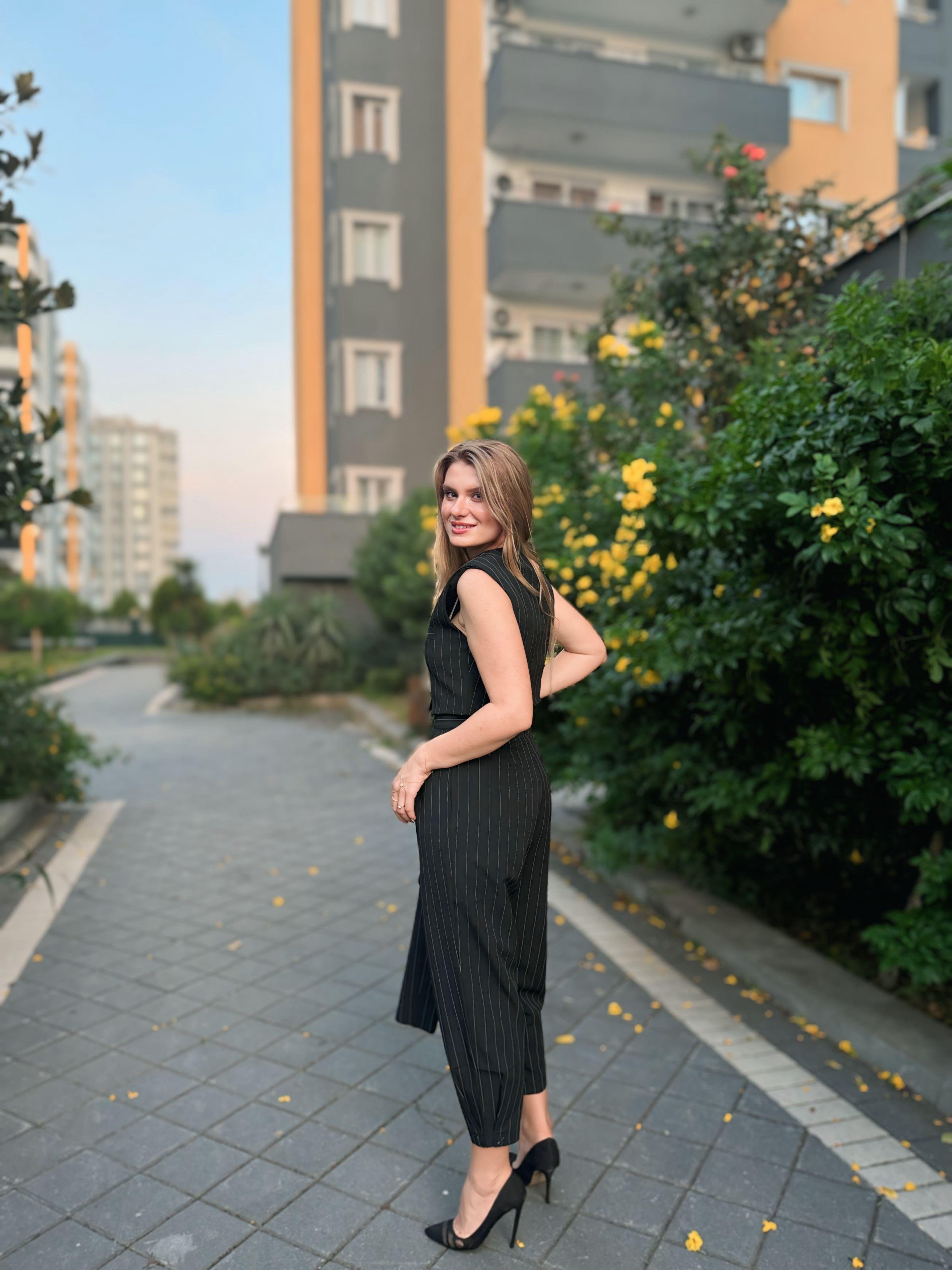 Premium Çizgili Yelek - SiyahYelekAura