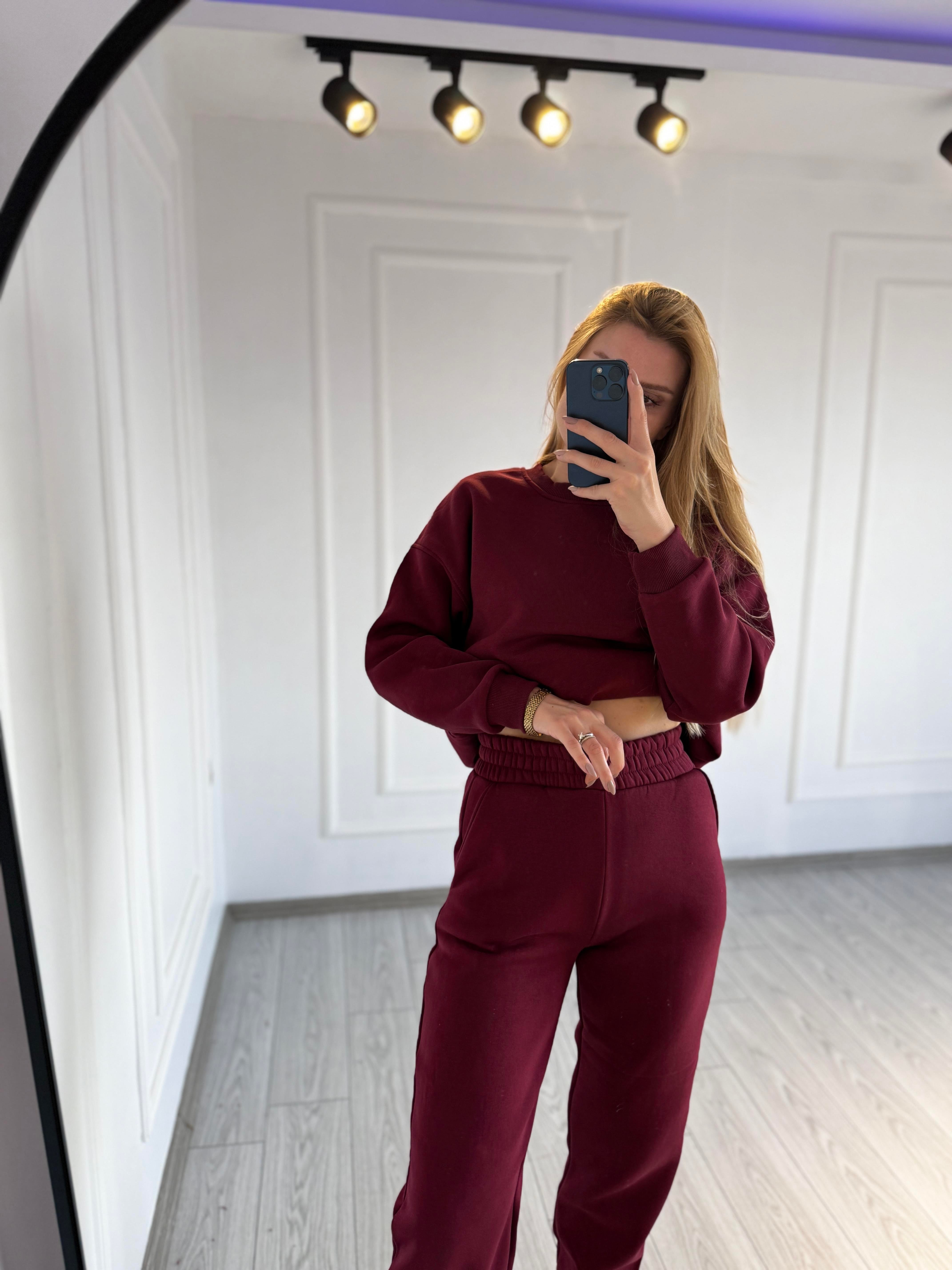 TAKIM3 İplik Basic Jogger Sweat Takım - Bordo