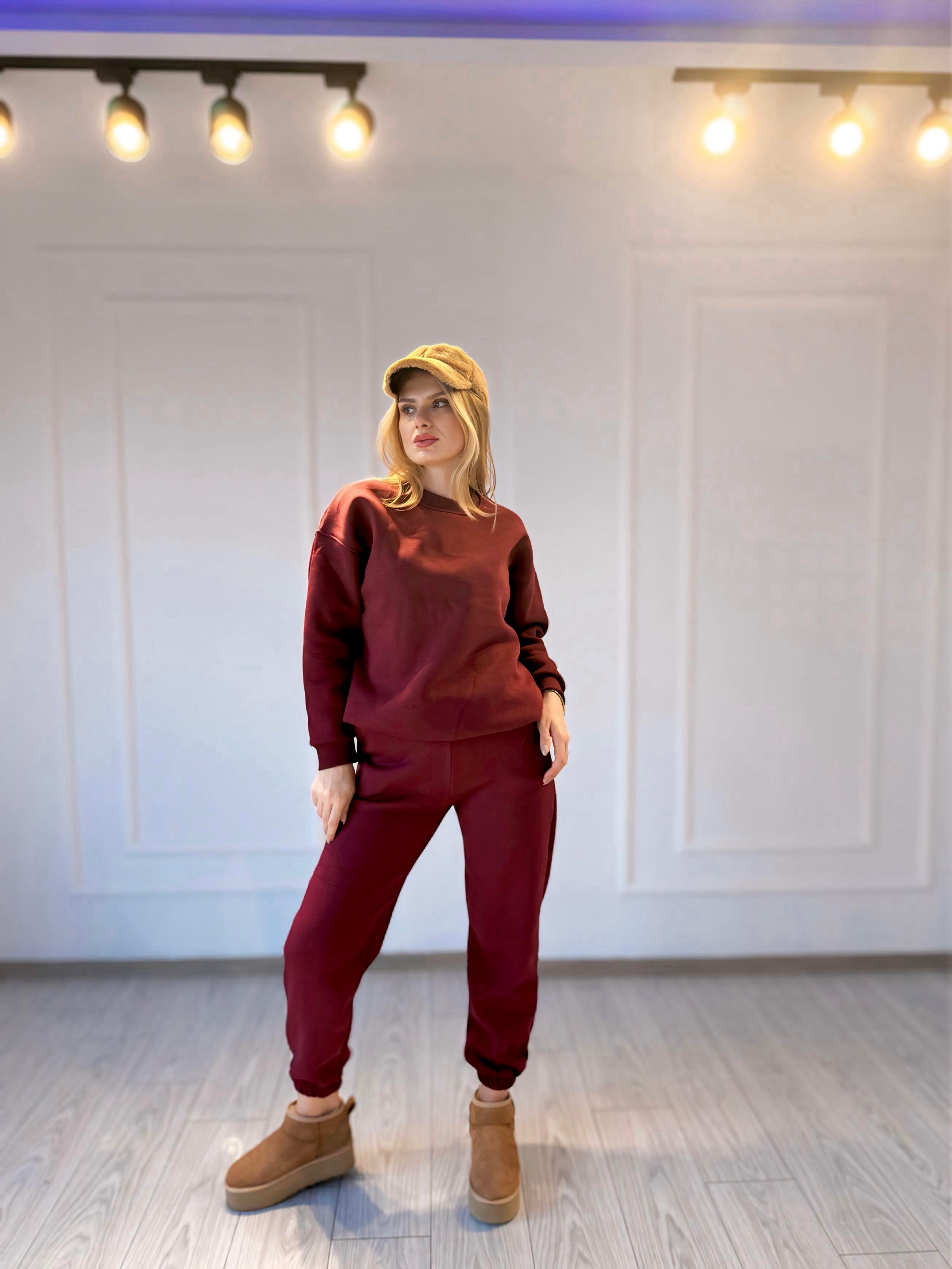 TAKIM3 İplik Basic Jogger Sweat Takım - Bordo