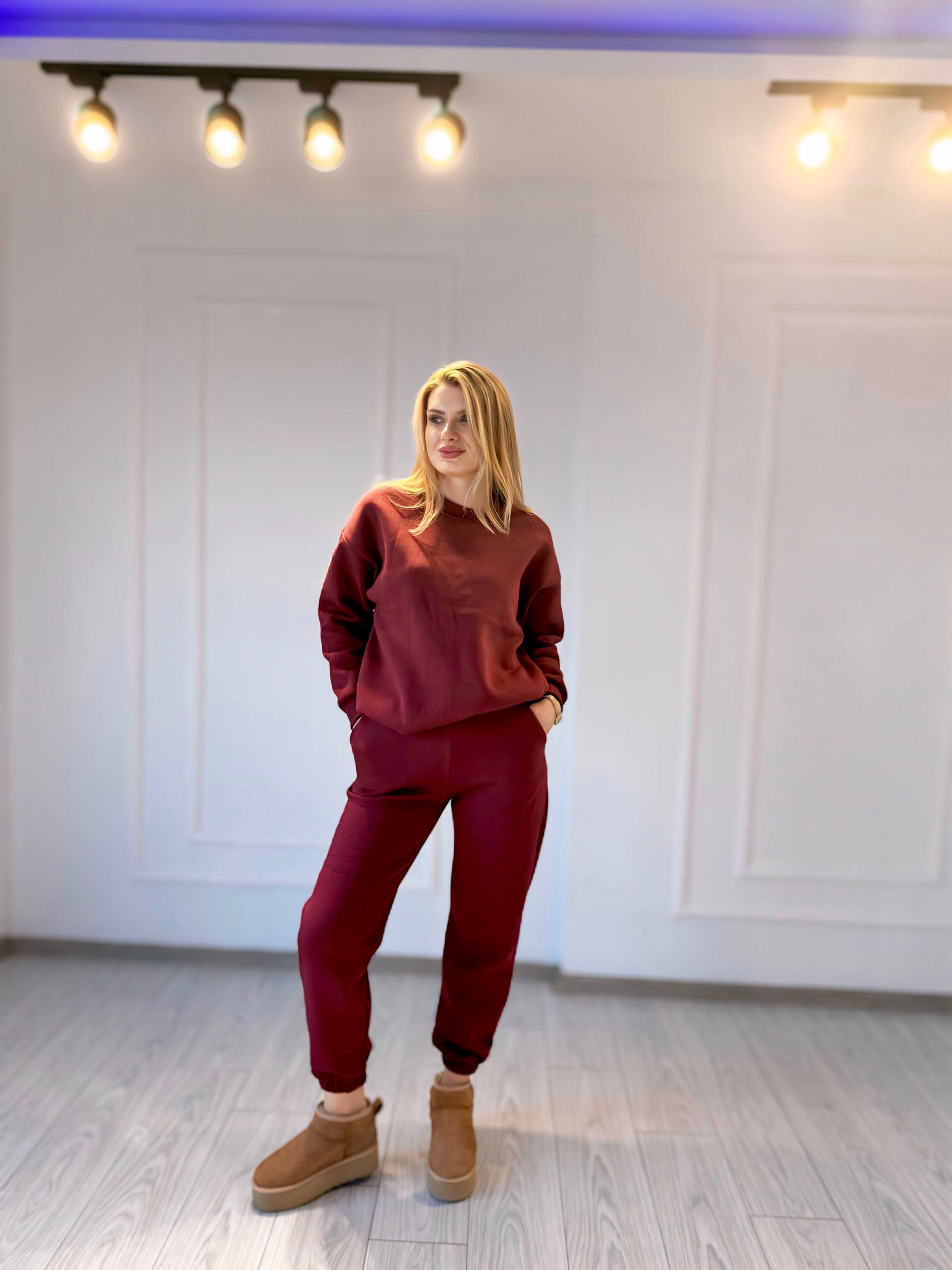 TAKIM3 İplik Basic Jogger Sweat Takım - Bordo