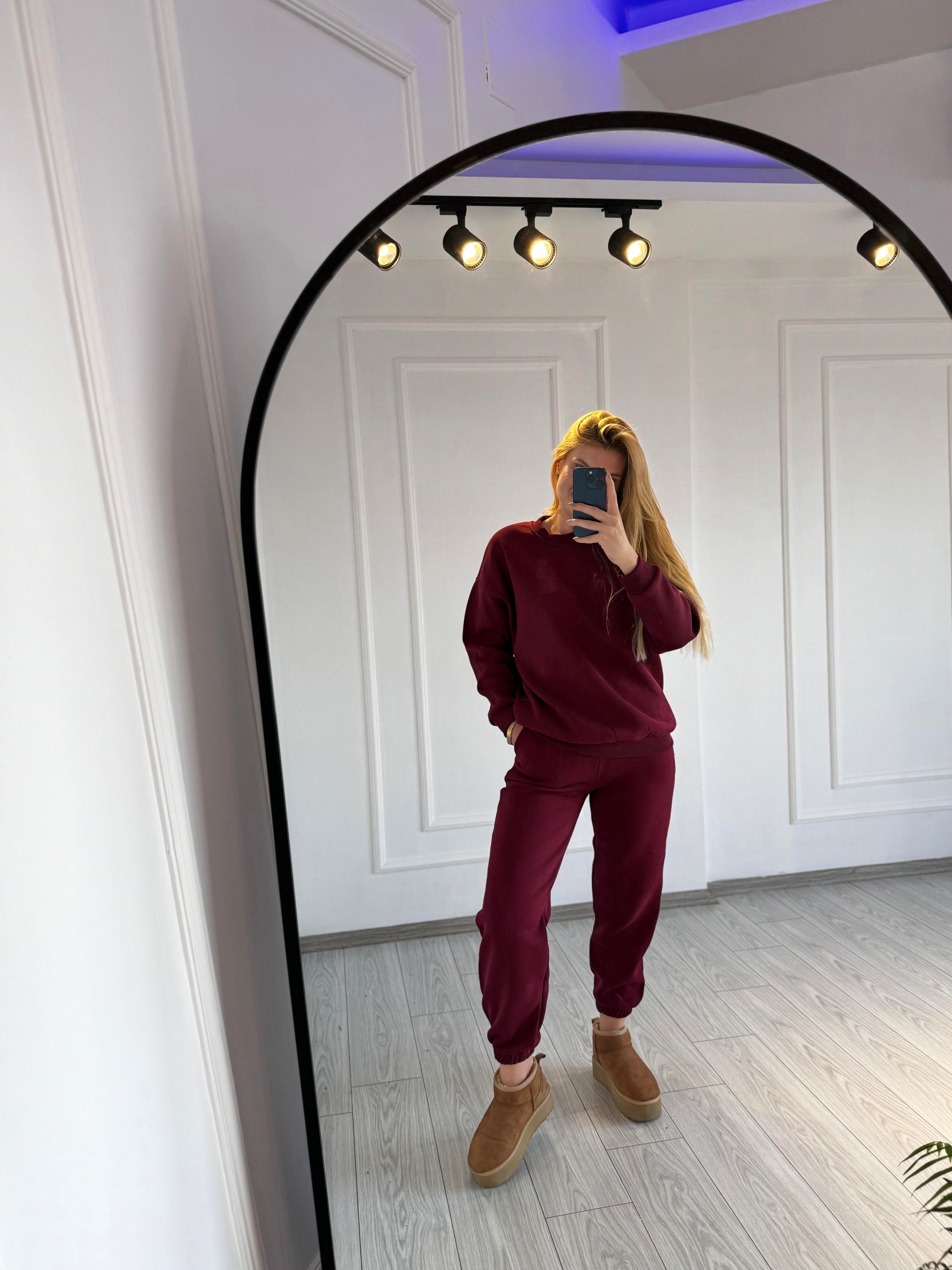 TAKIM3 İplik Basic Jogger Sweat Takım - Bordo