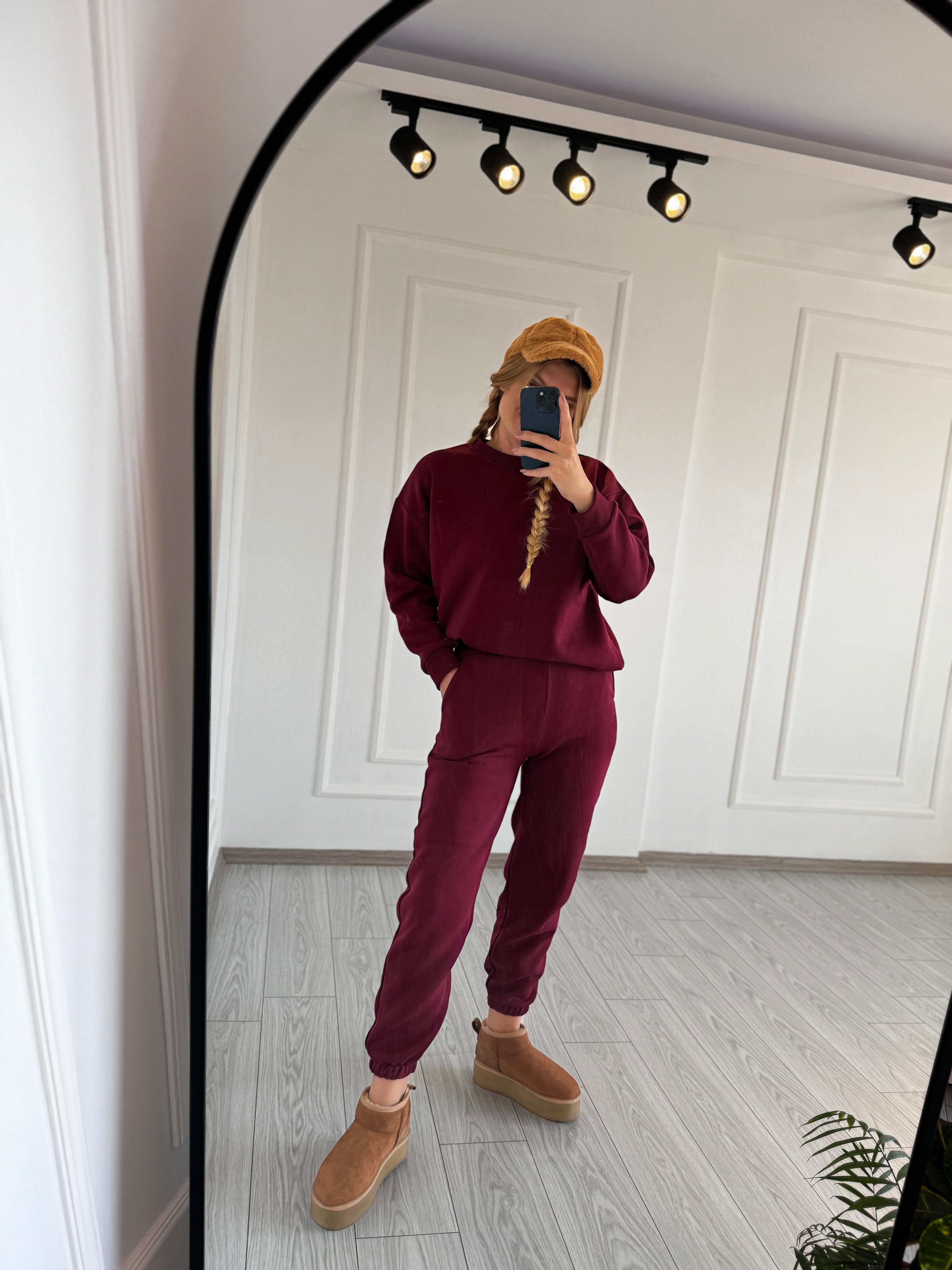 TAKIM3 İplik Basic Jogger Sweat Takım - Bordo