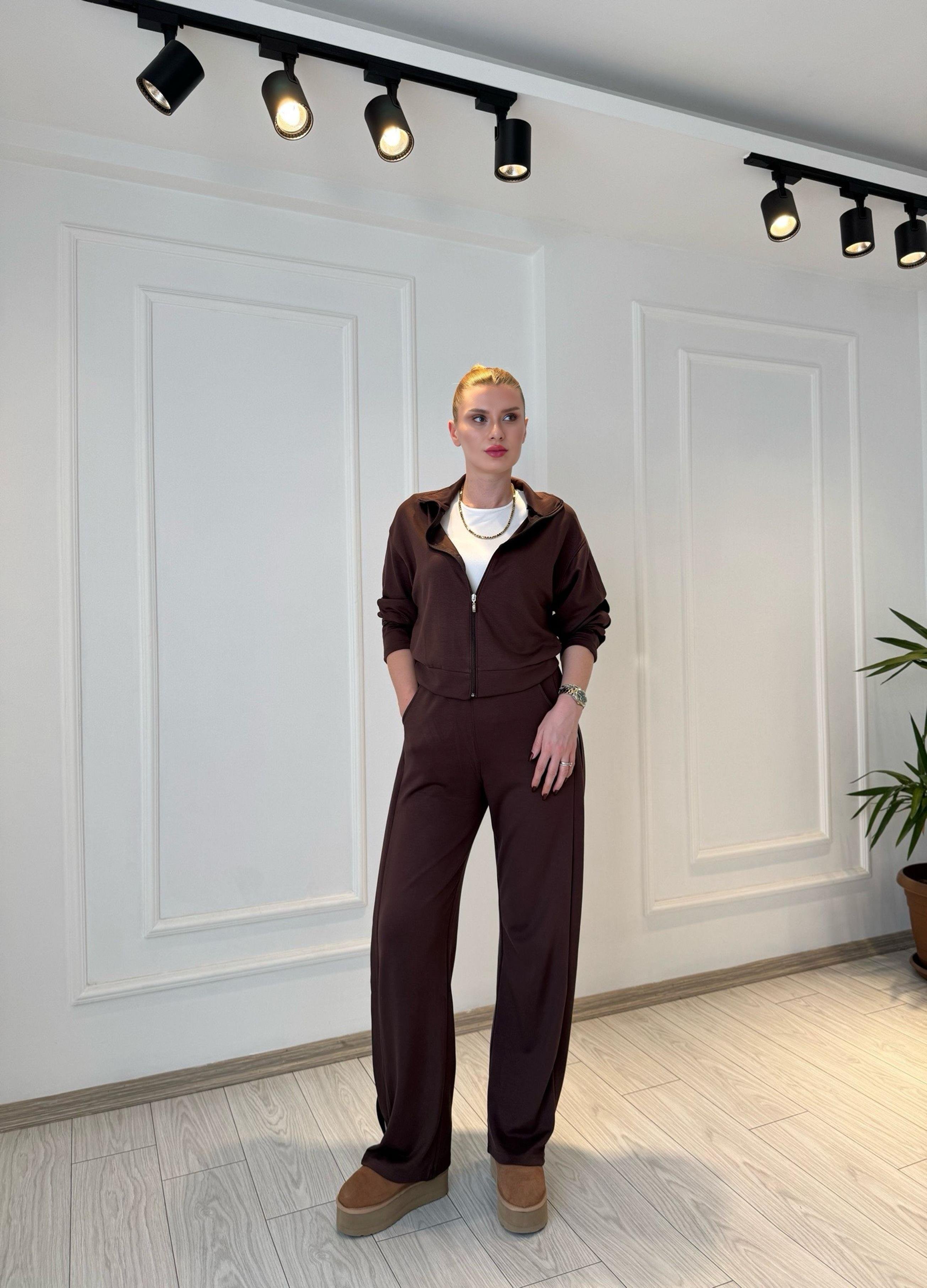 TAKIMAcı Kahve Kenar Detaylı Modal Takım