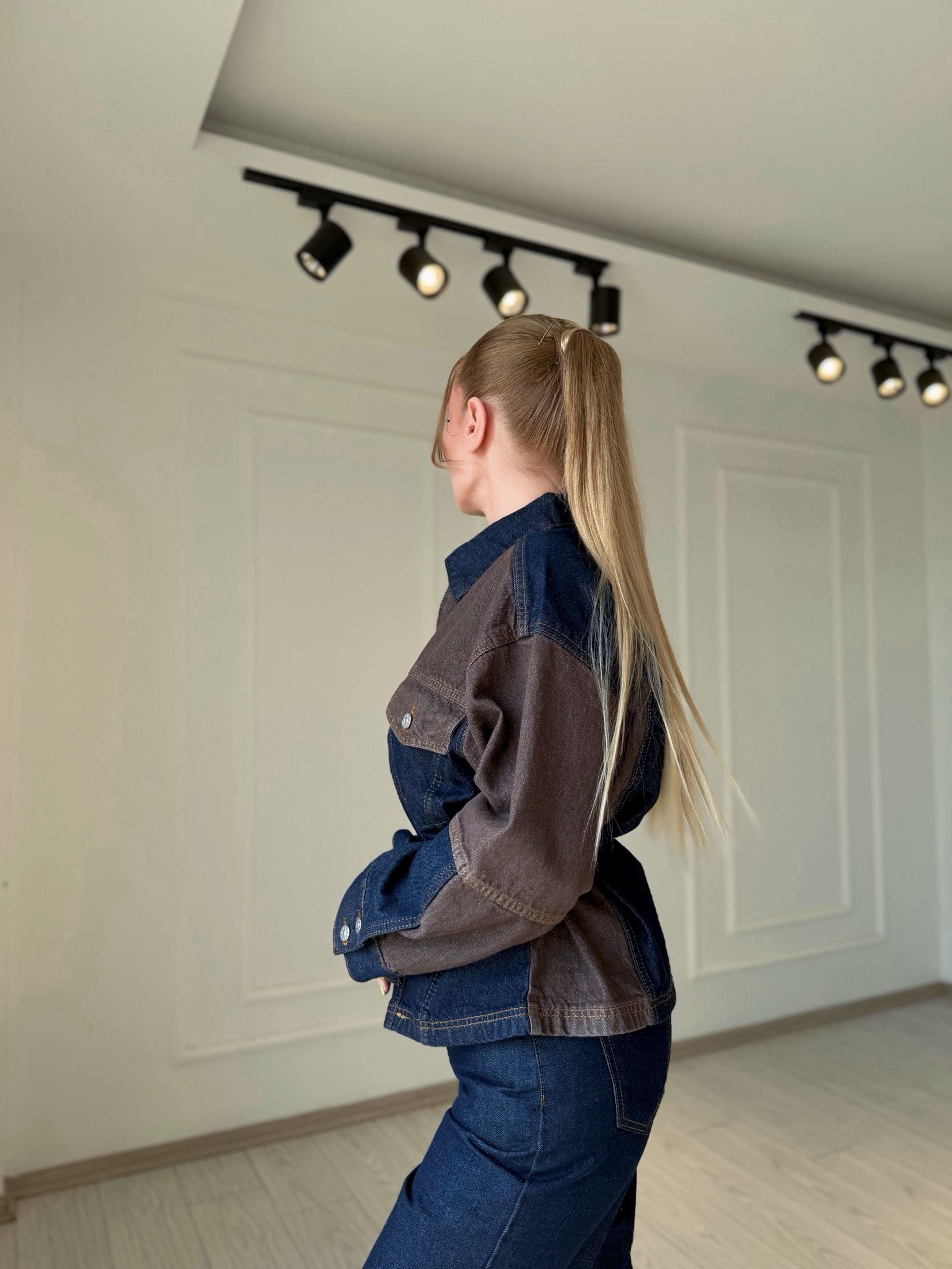 TAKIMDenim Kahve Detaylı Ceket Pantolon Takım