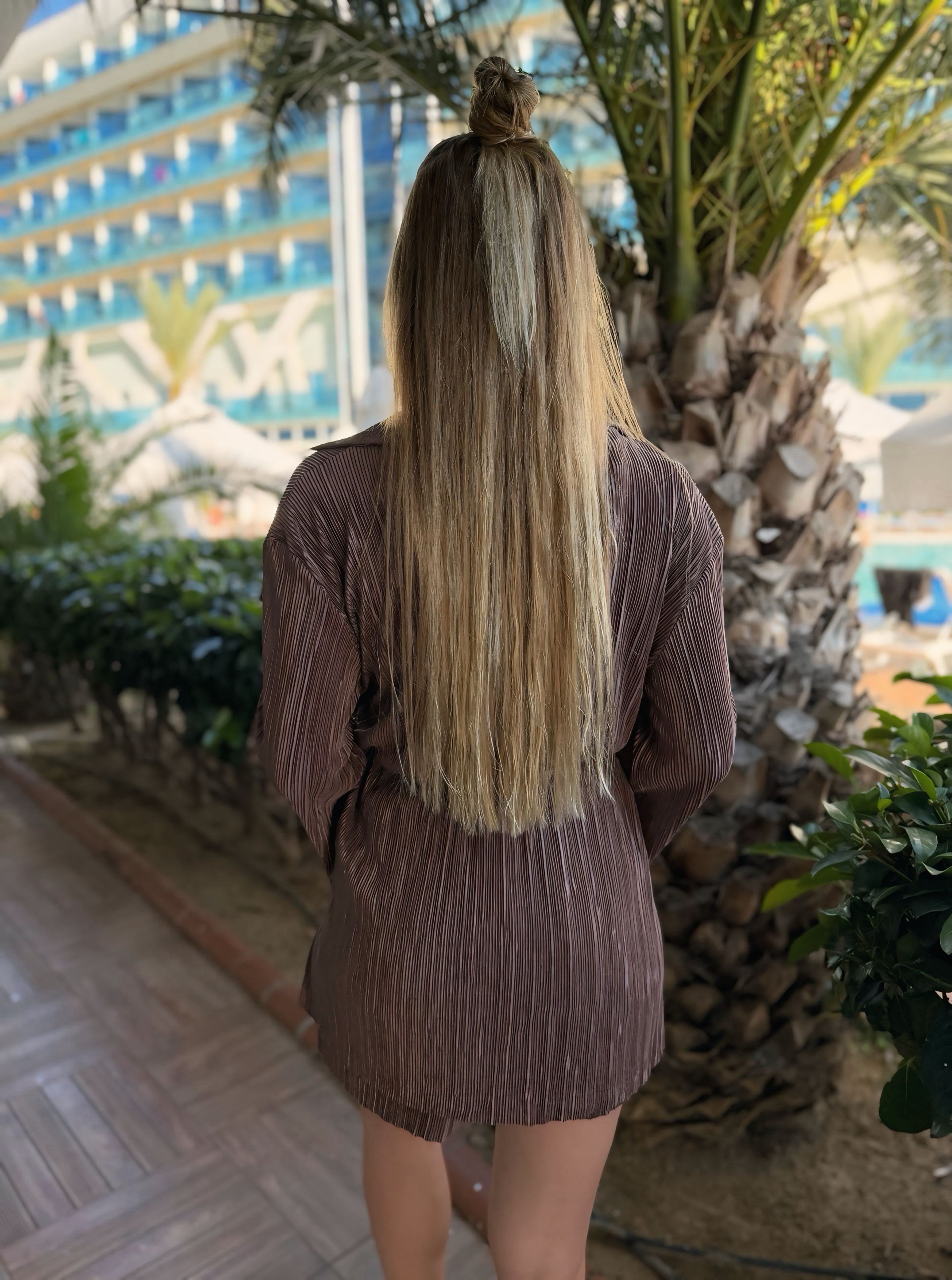 TAKIMKahve Piliseli Kimono Şortlu Takım