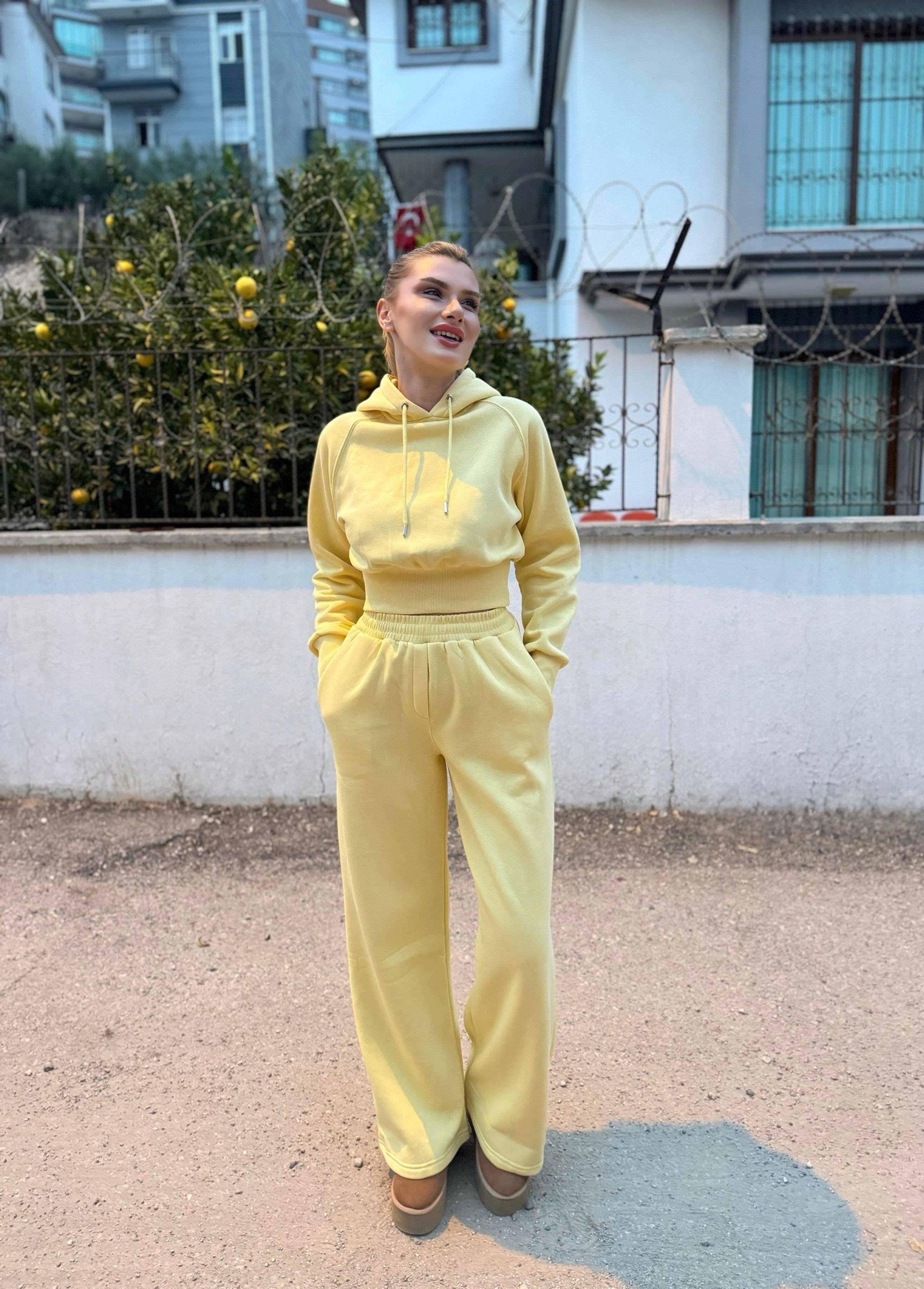 TAKIMSarı Şardonlu Pantolon Sweat Takım