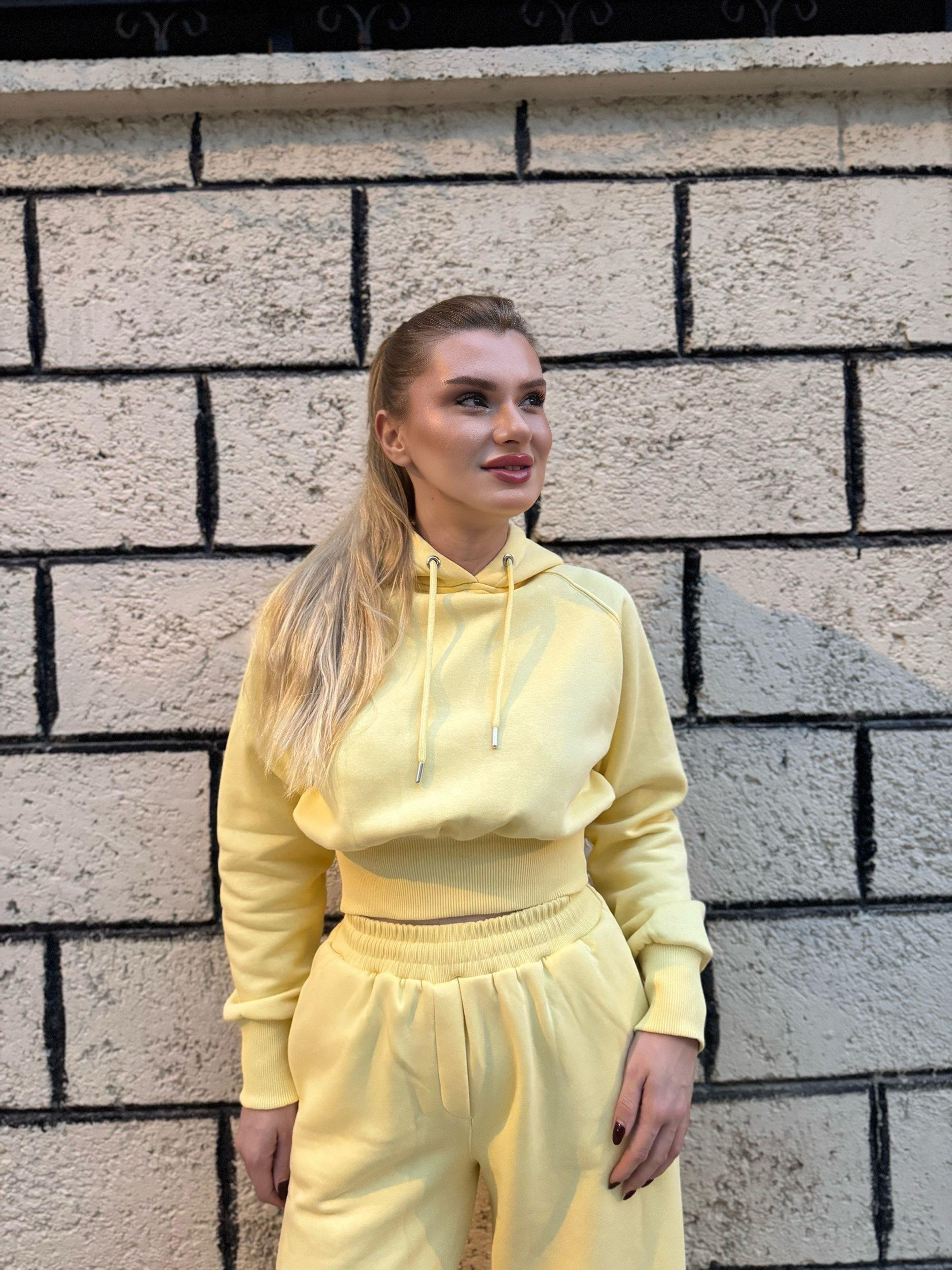 TAKIMSarı Şardonlu Pantolon Sweat Takım