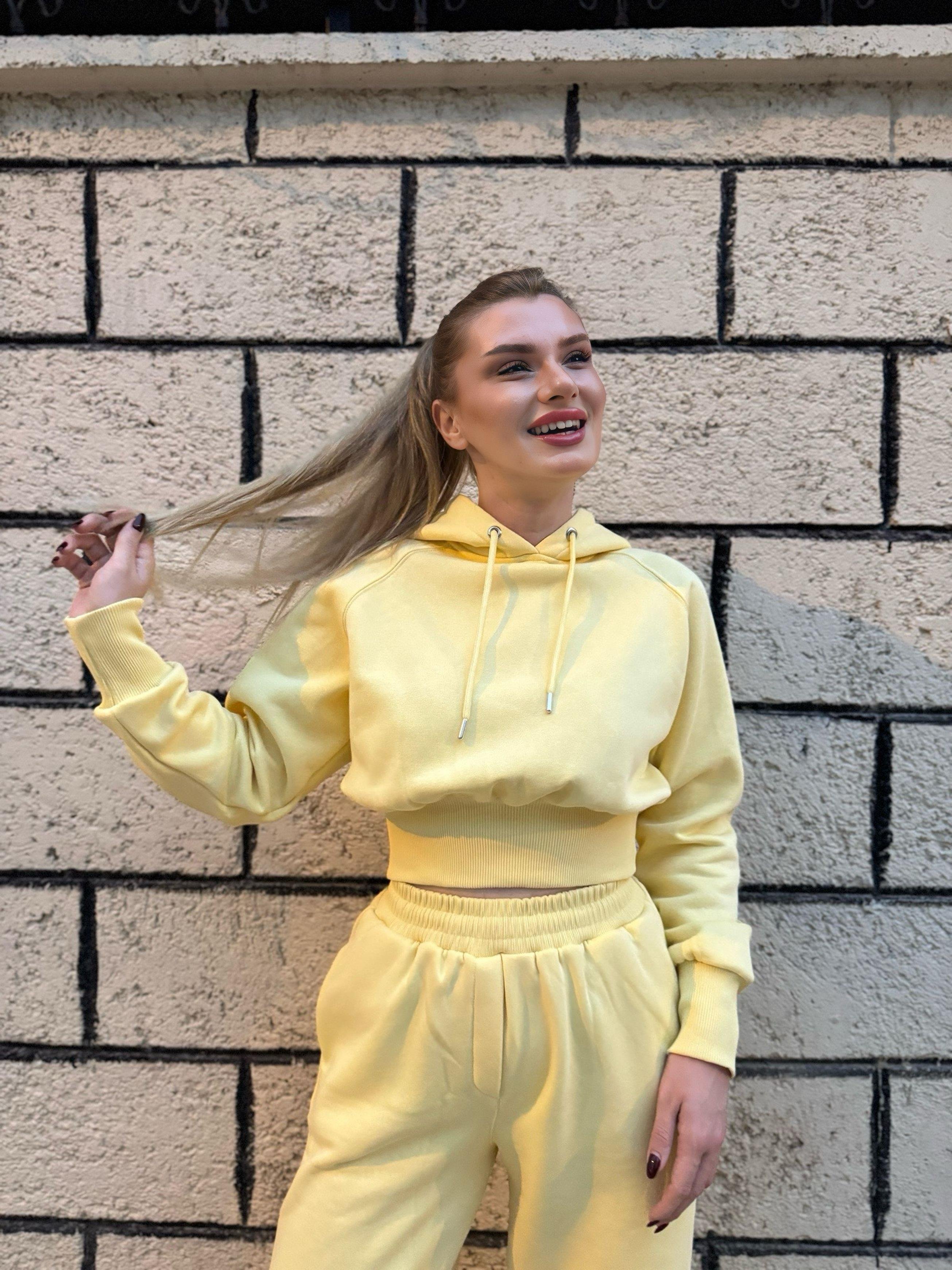 TAKIMSarı Şardonlu Pantolon Sweat Takım