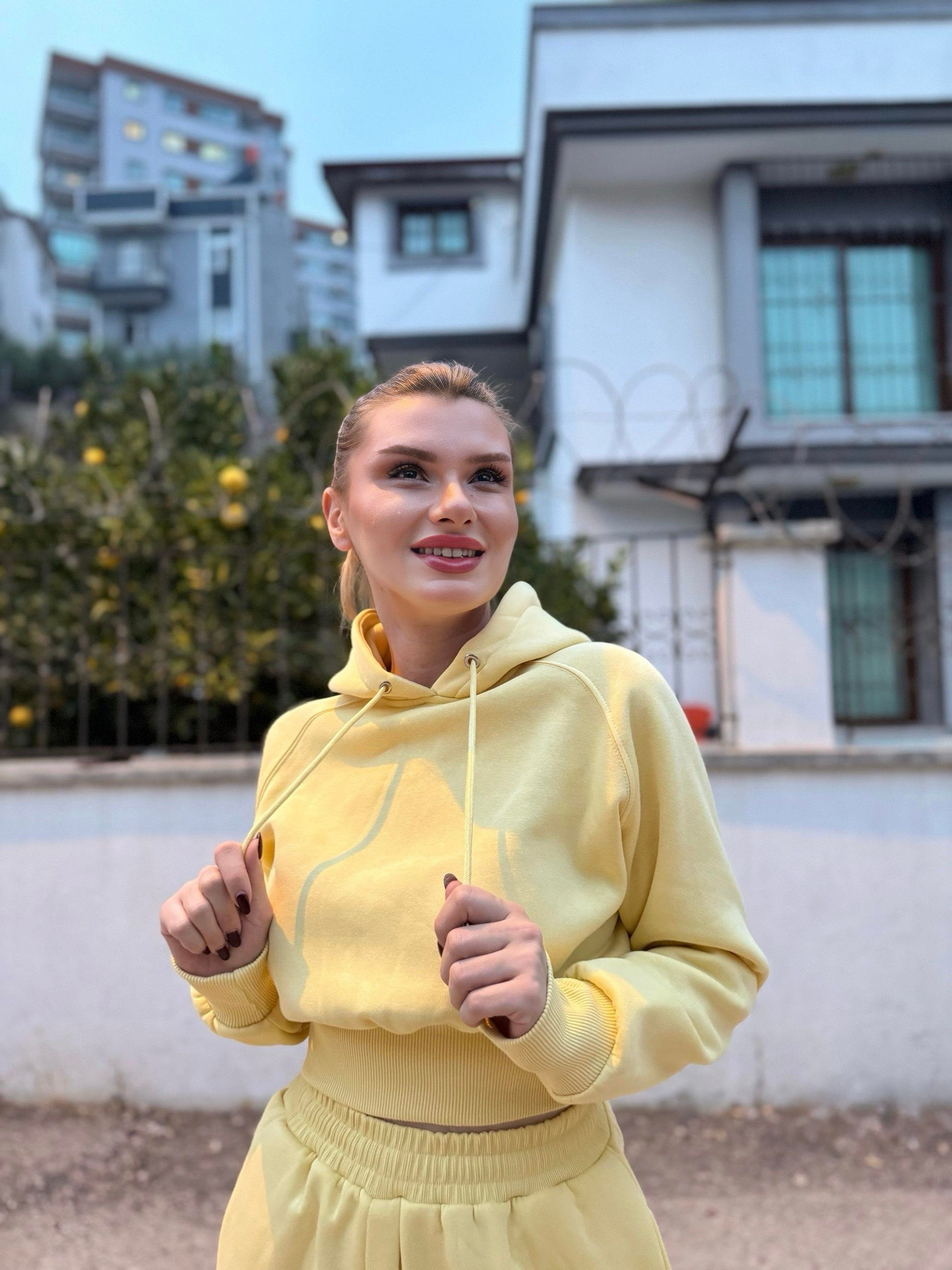 TAKIMSarı Şardonlu Pantolon Sweat Takım