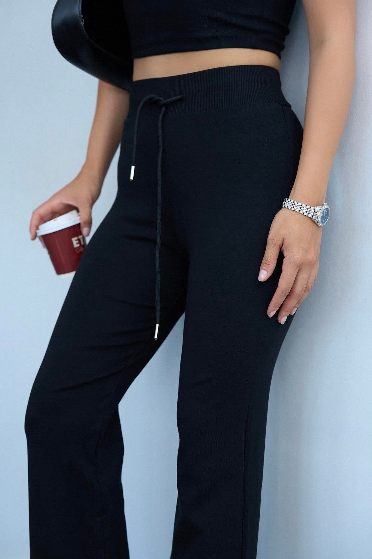 TAKIMSiyah Crop Spor Takım