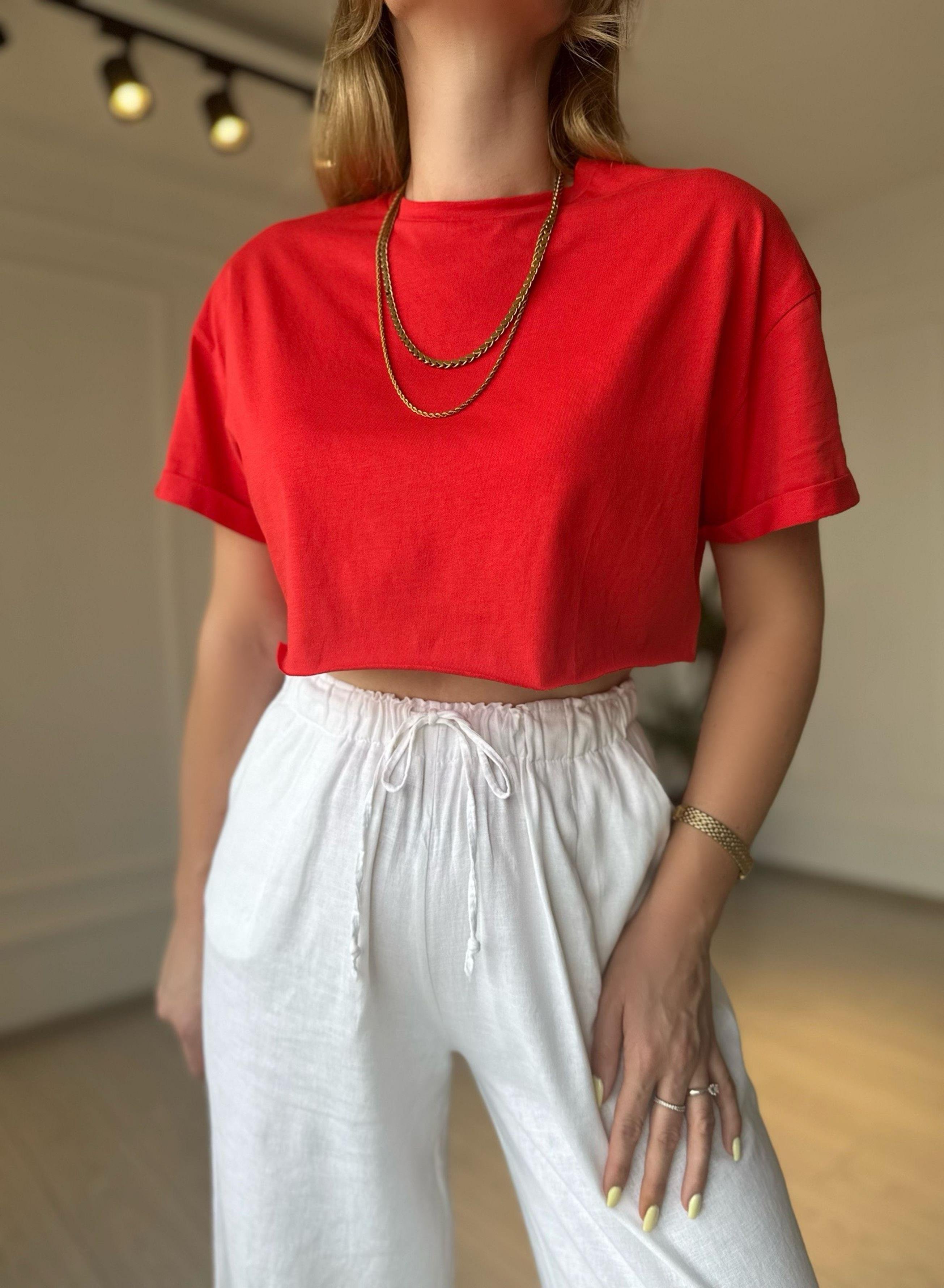 TshirtCrop Basic Tshirt - Kırmızı