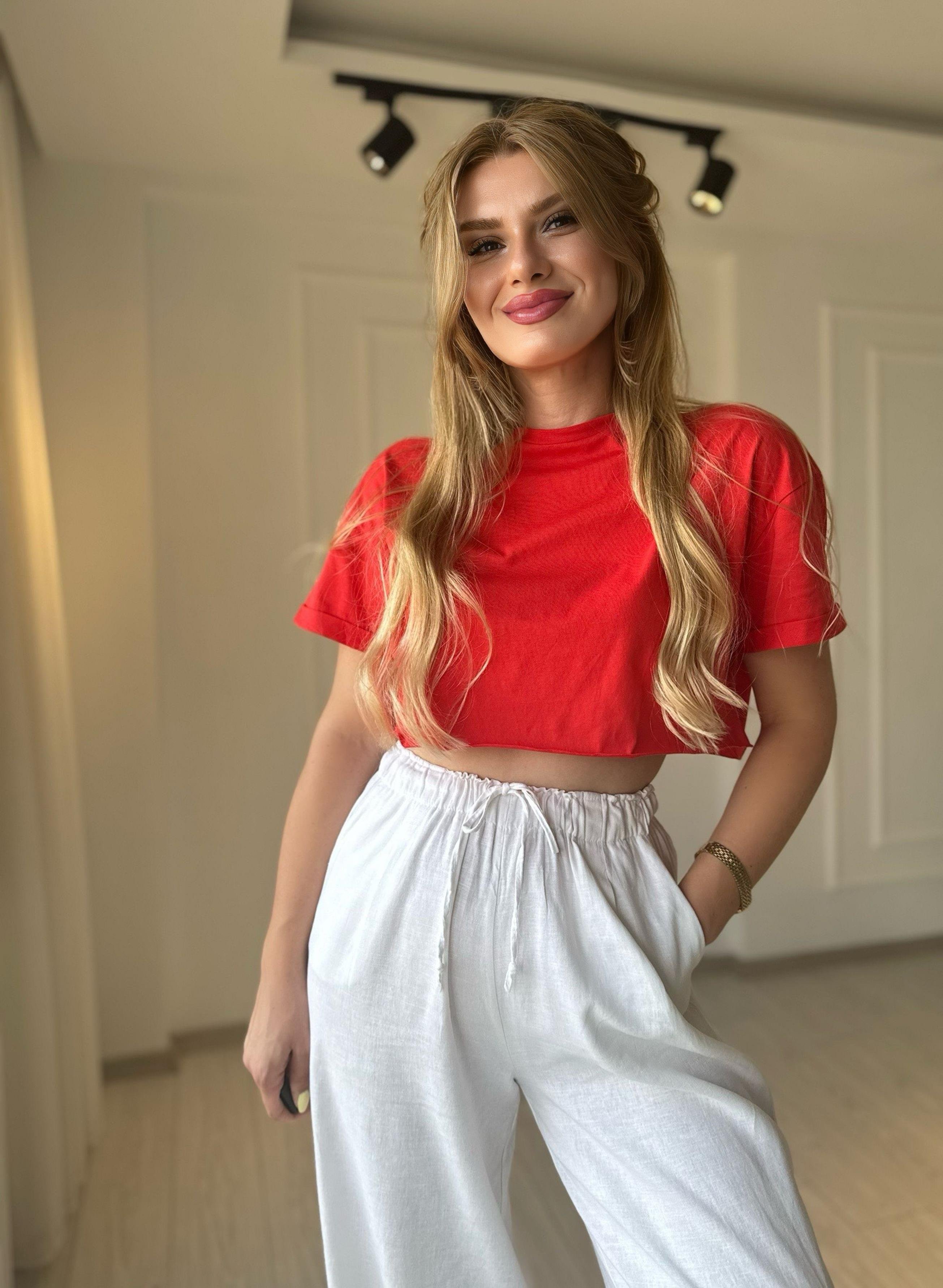 TshirtCrop Basic Tshirt - Kırmızı