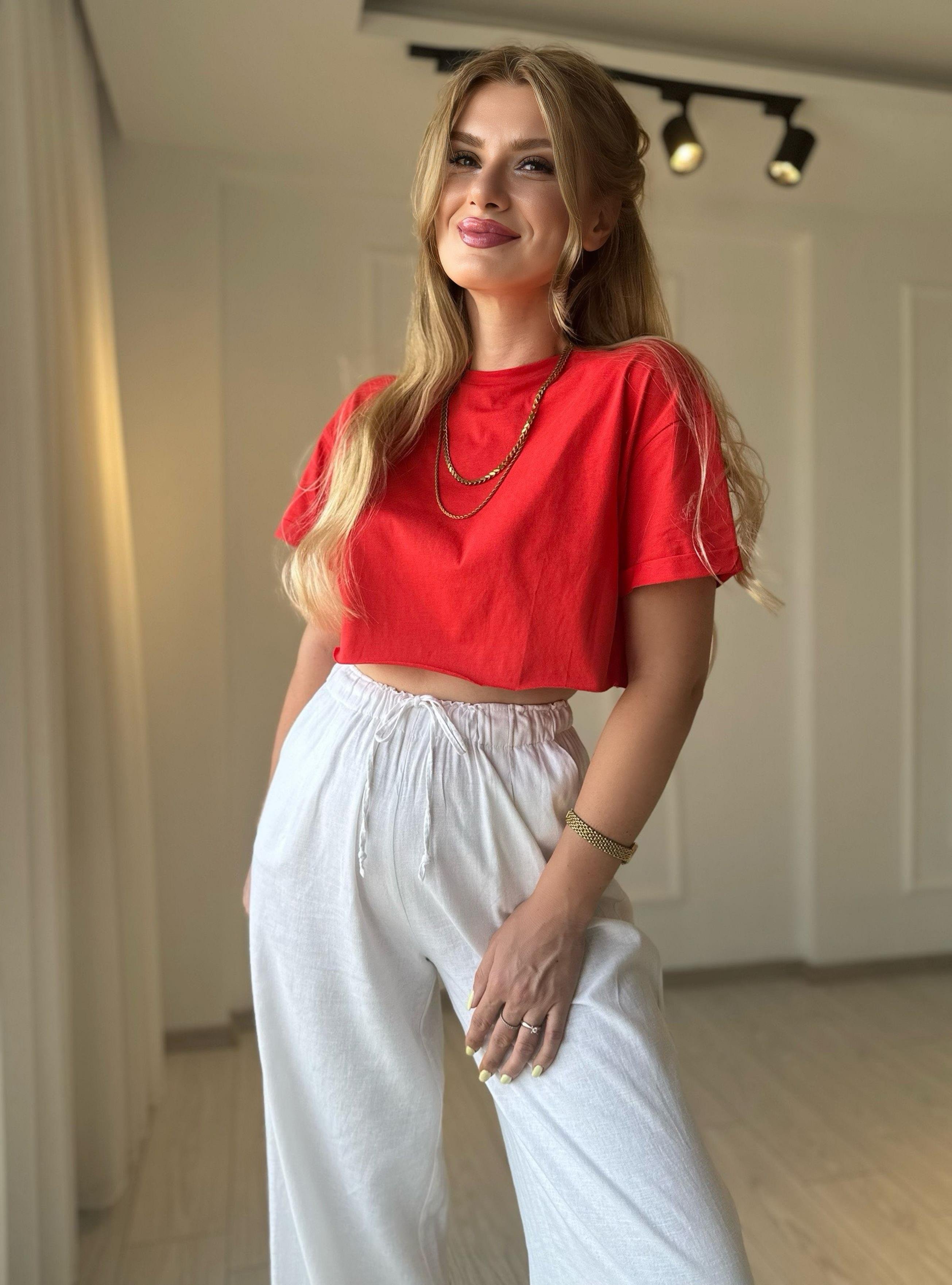 TshirtCrop Basic Tshirt - Kırmızı