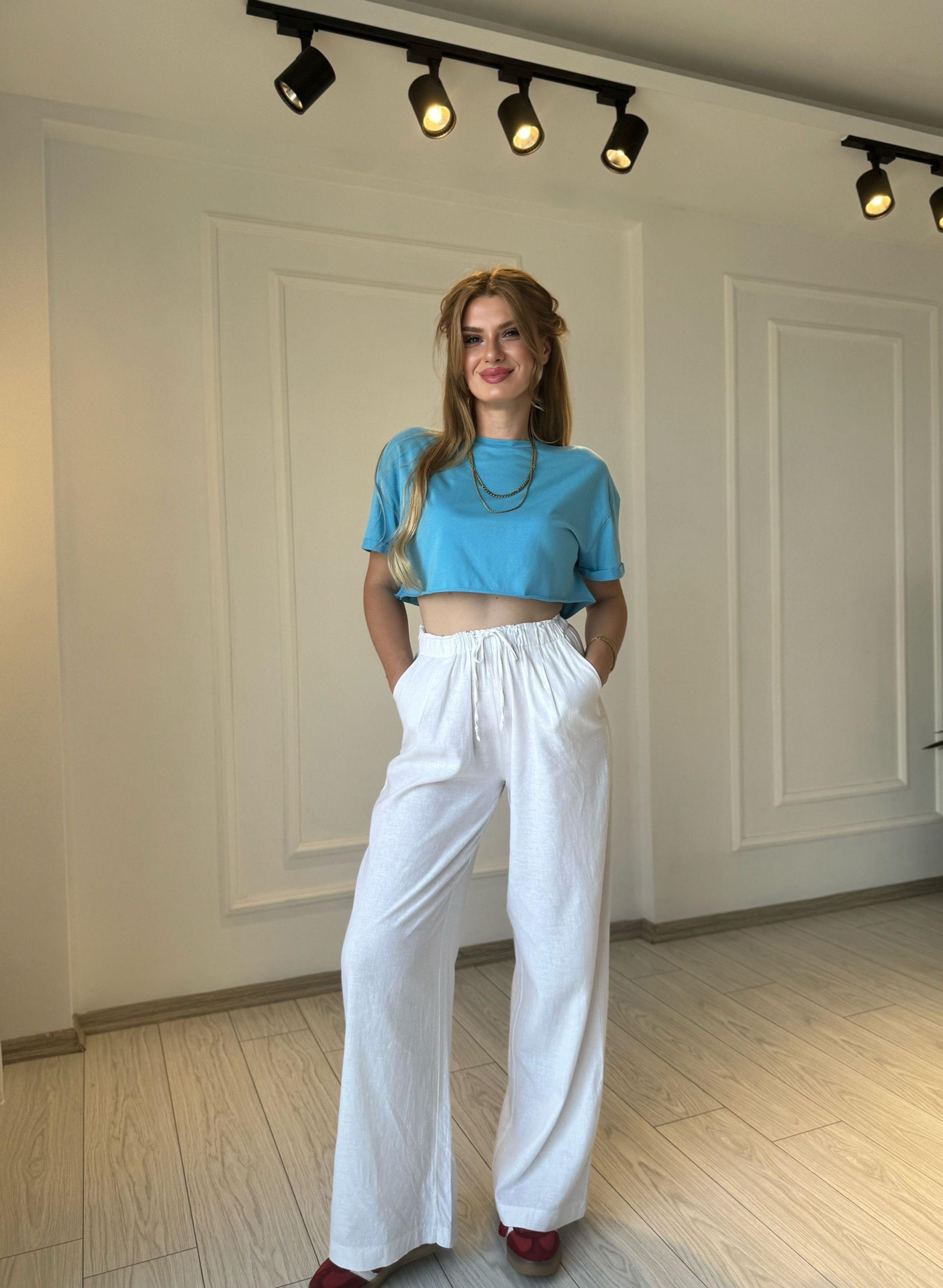 TshirtCrop Basic Tshirt - Mavi