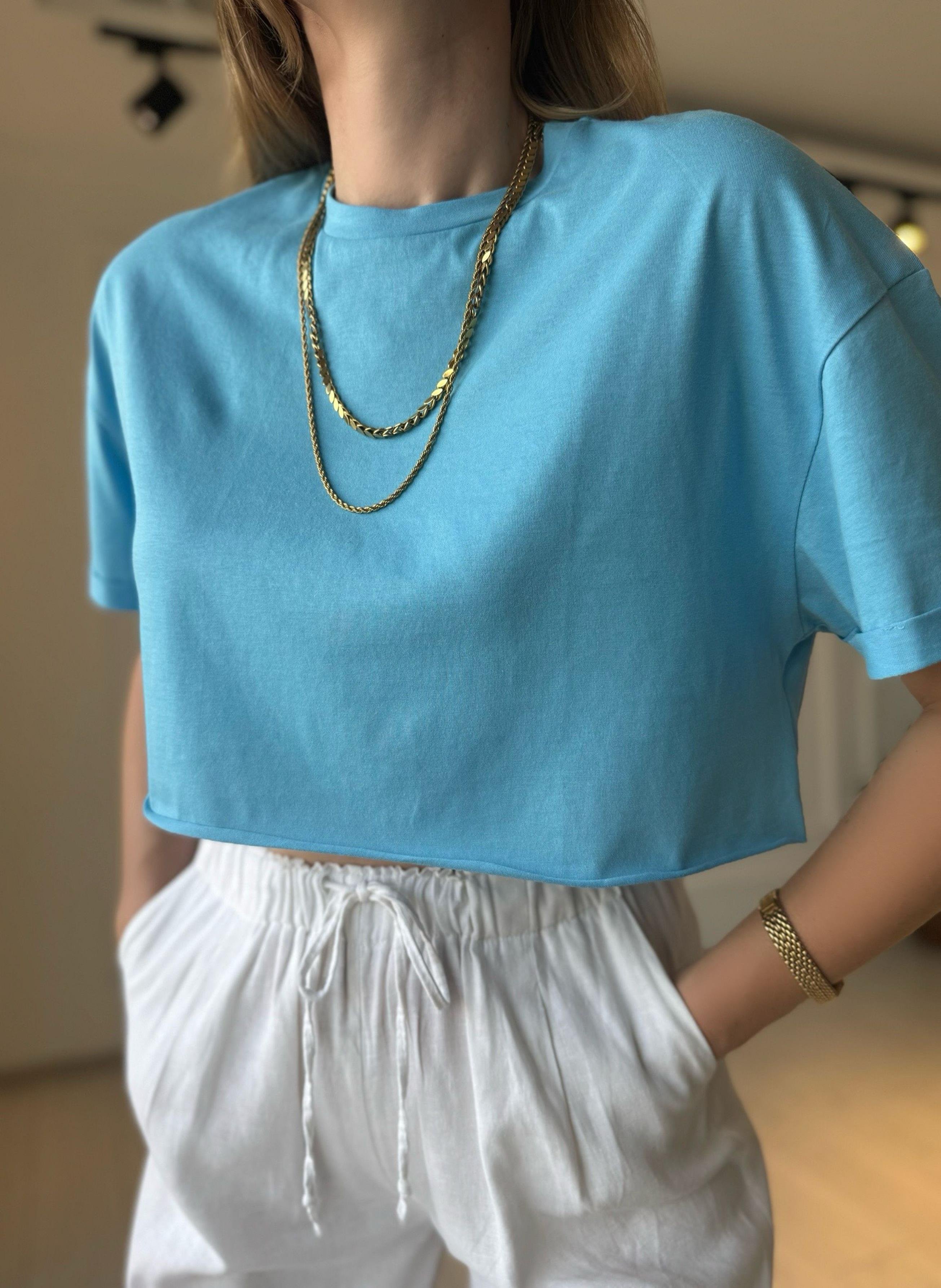 TshirtCrop Basic Tshirt - Mavi