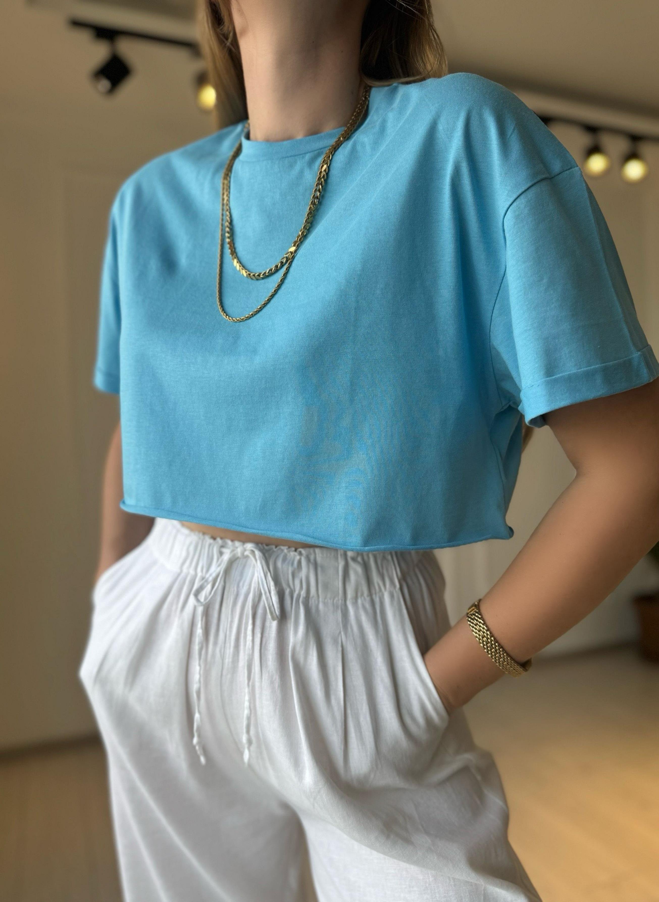 TshirtCrop Basic Tshirt - Mavi