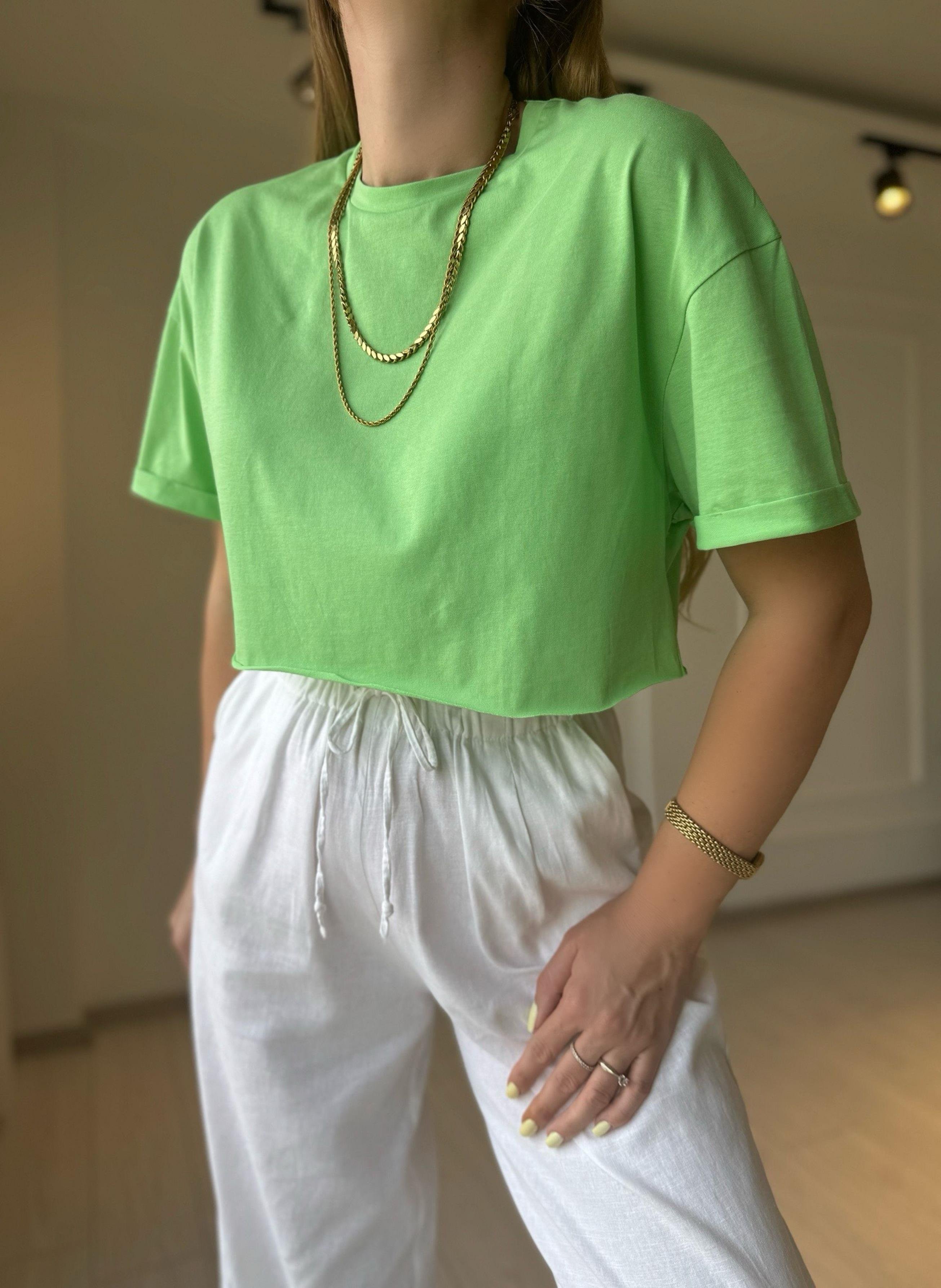 TshirtCrop Basic Tshirt - Yeşil