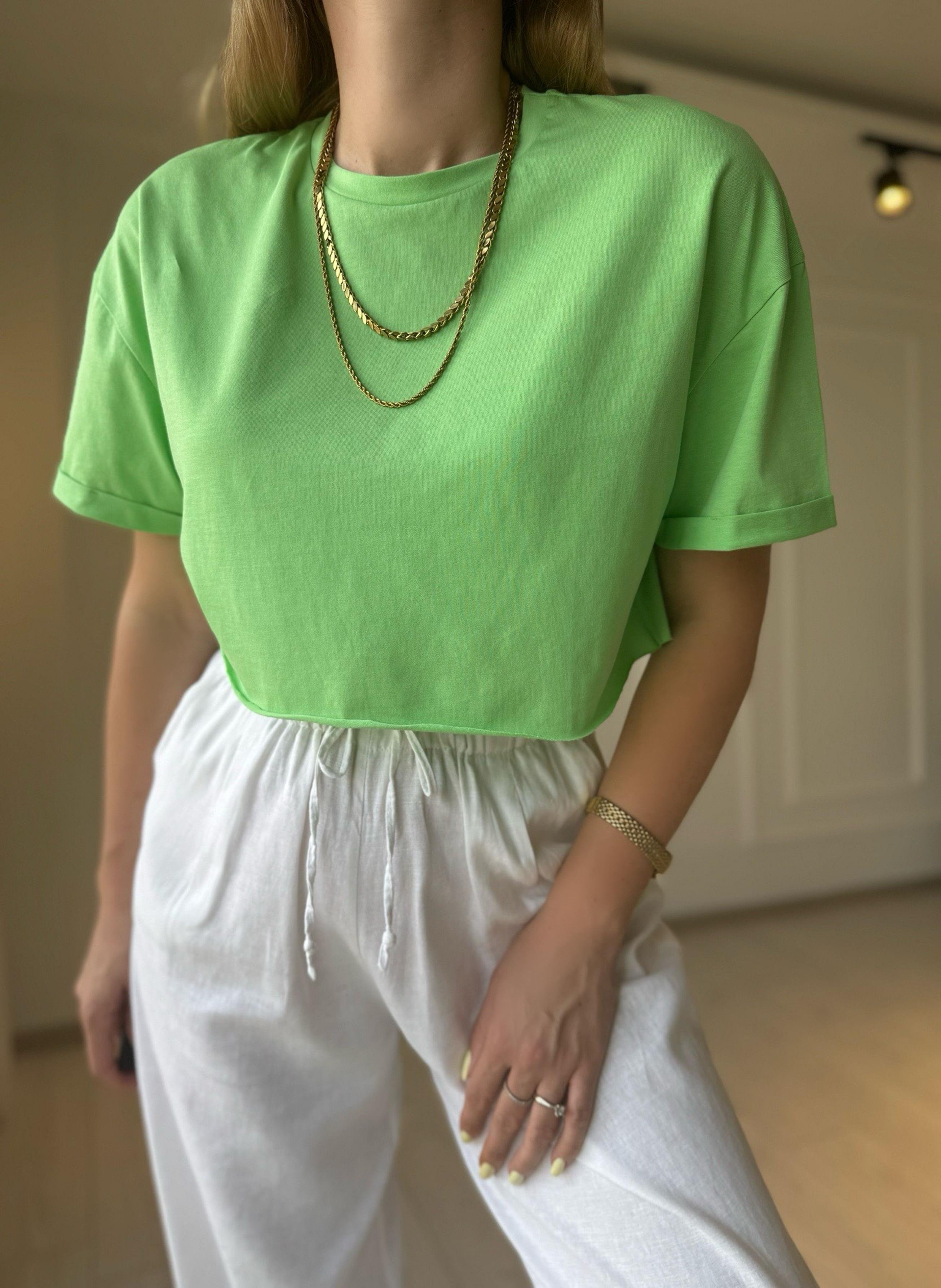 TshirtCrop Basic Tshirt - Yeşil