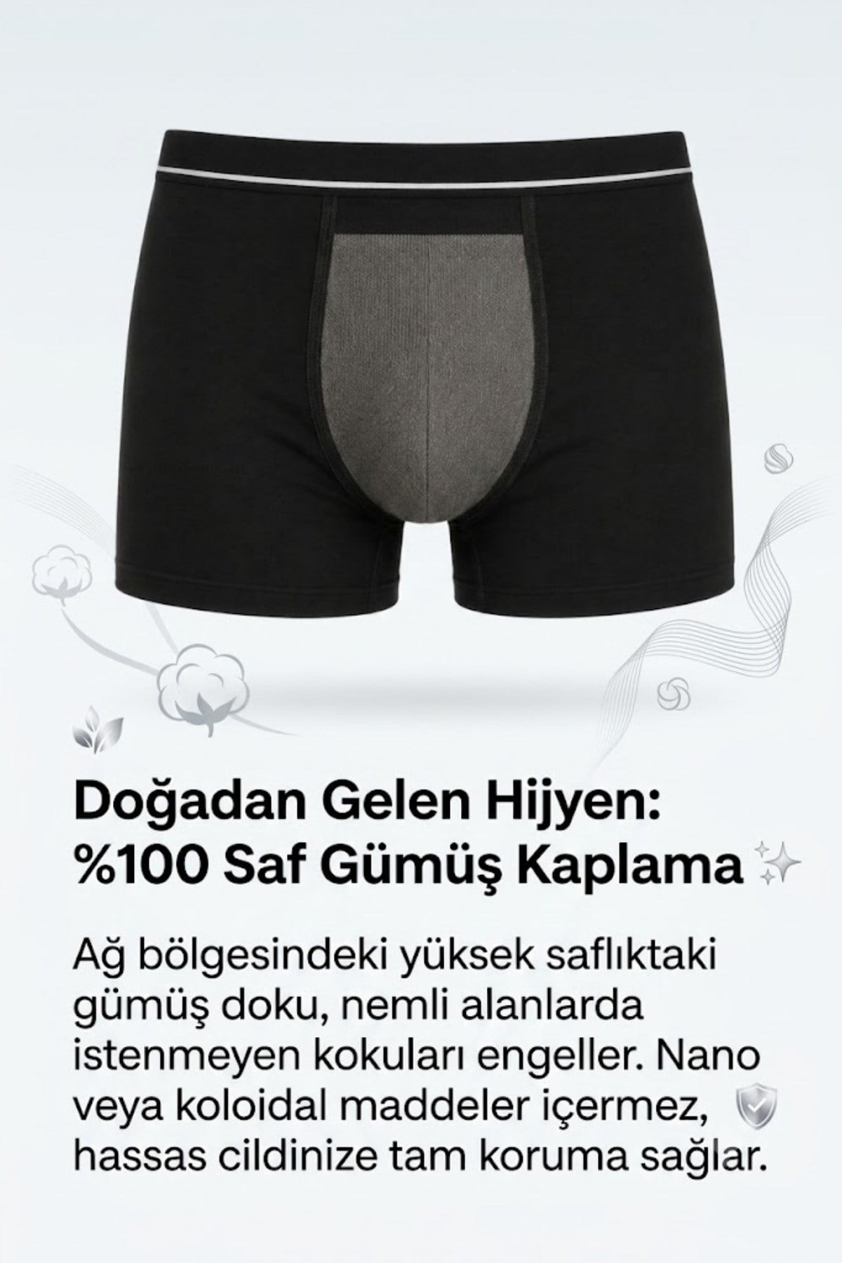 Silver Touch Saf Gümüş Dokulu Erkek Siyah Slip Sillage İç Çamaşırı, Erkek Siyah Boxer