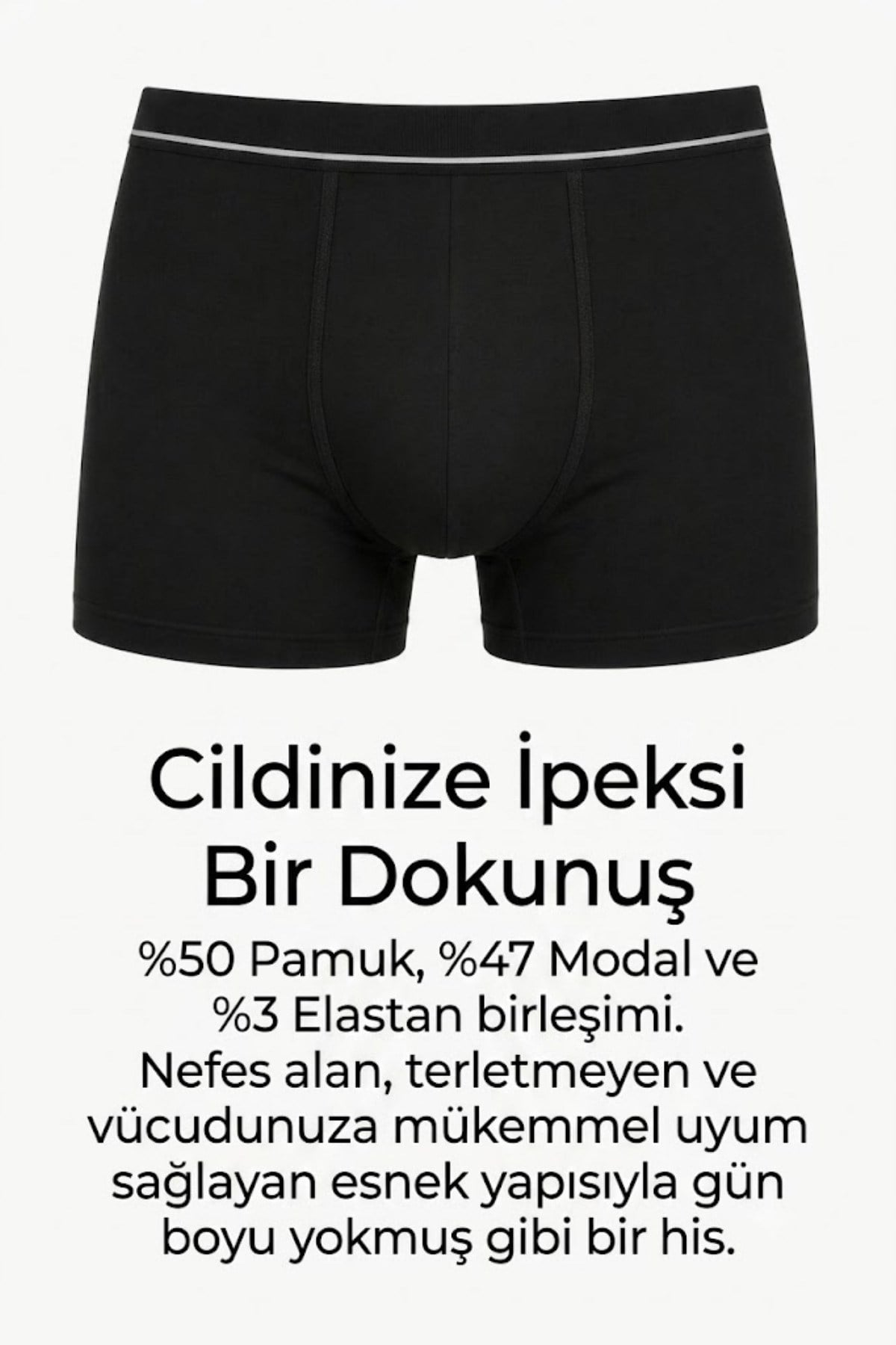 Silver Touch Saf Gümüş Dokulu Erkek Siyah Slip Sillage İç Çamaşırı, Erkek Siyah Boxer