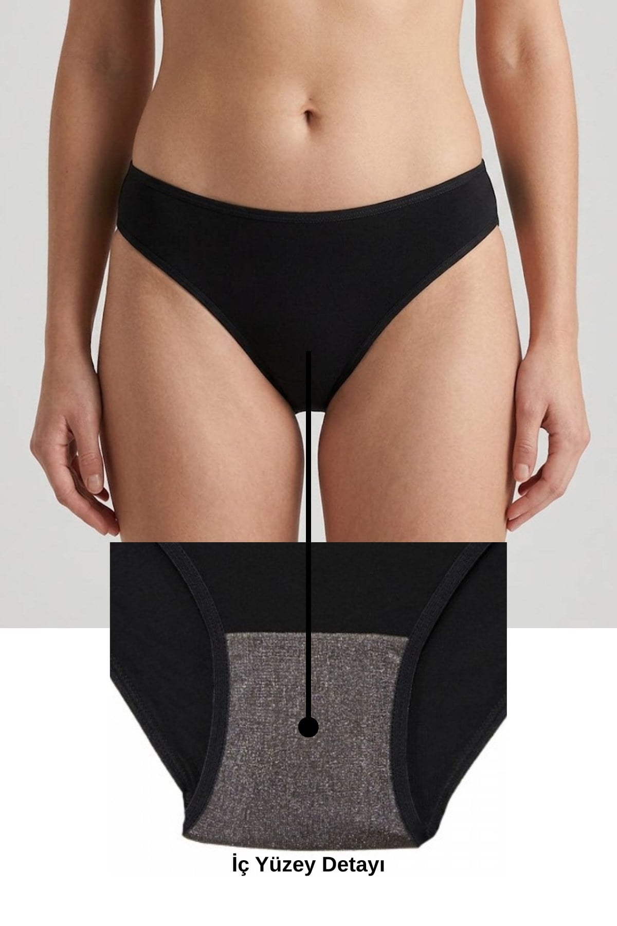 Silver Touch Saf Gümüş Dokulu Kadın Siyah Slip Sillage Külot