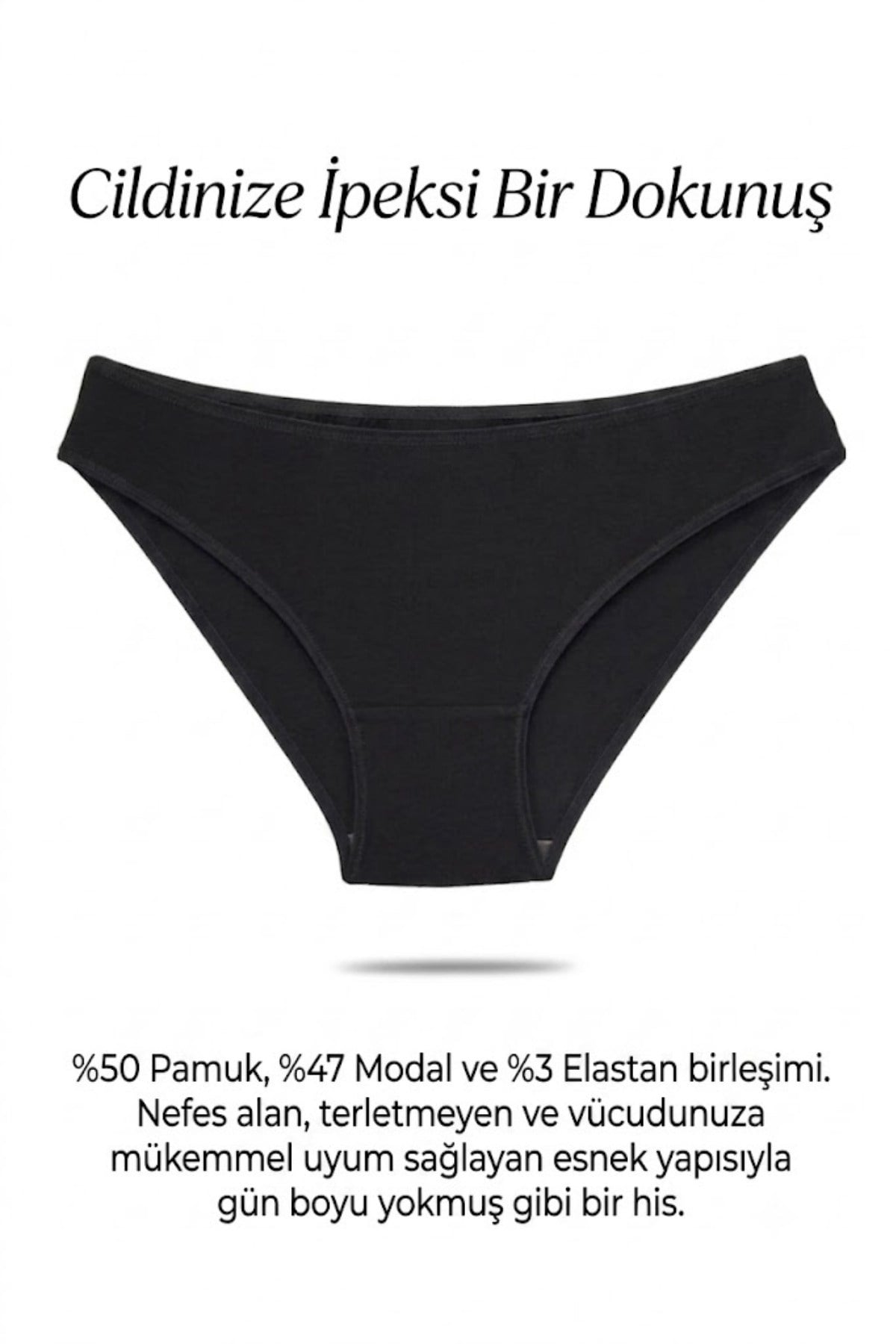 Silver Touch Saf Gümüş Dokulu Kadın Siyah Slip Sillage Külot