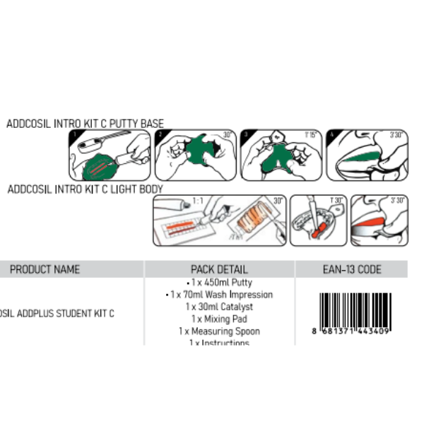 ADDPLUS C Tipi Silikon Ölçü Takımı 900 gr Büyük set