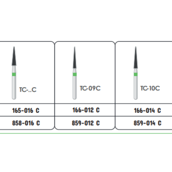 Aeratör Elmas Frezi - Çin 10 lu Blester Paketi Alev Uçlu Model YEŞİL Kuşak