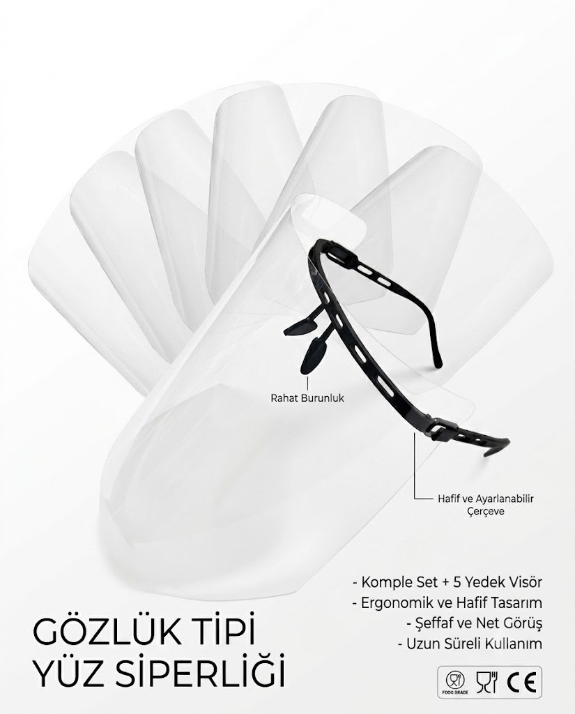 ATK Gözlük Tipi Yüz Sipreliği 5 YedekliBDGÖZLÜKLÜ SİPERLİK - YÜZ KORUMA SİPERLİĞİ - DENTAL CEPTE